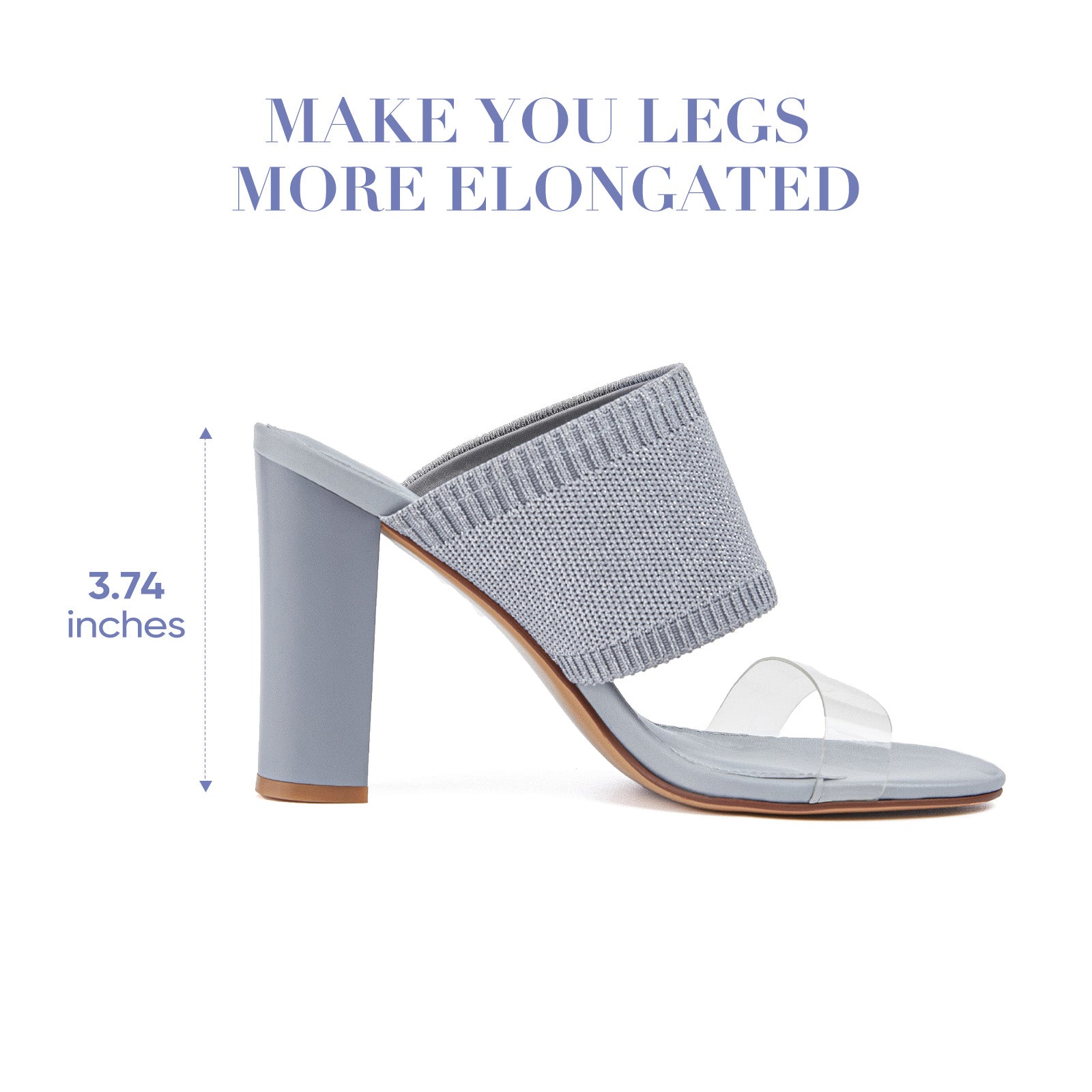 AiciBerllucci -Grace -Sliver Heels for Women,Knit Transparent Strap Sandals, High Heels Open Toe Slip On Sandals, Transparent Shoes for Women