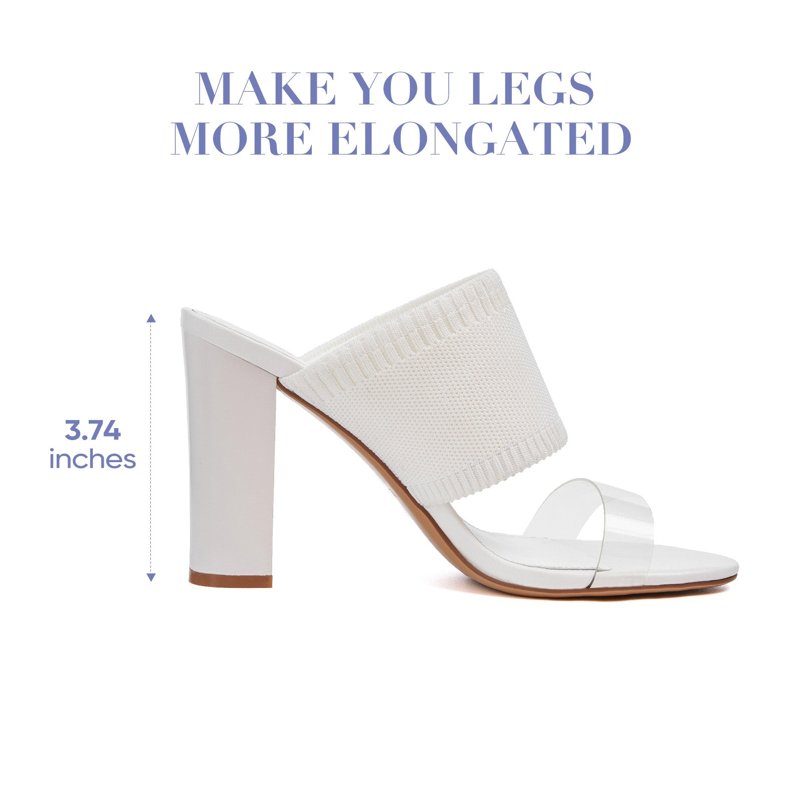 AiciBerllucci -Grace -White  Heels for Women,Knit Transparent Strap Sandals, High Heels Open Toe Slip On Sandals, Transparent Shoes for Women