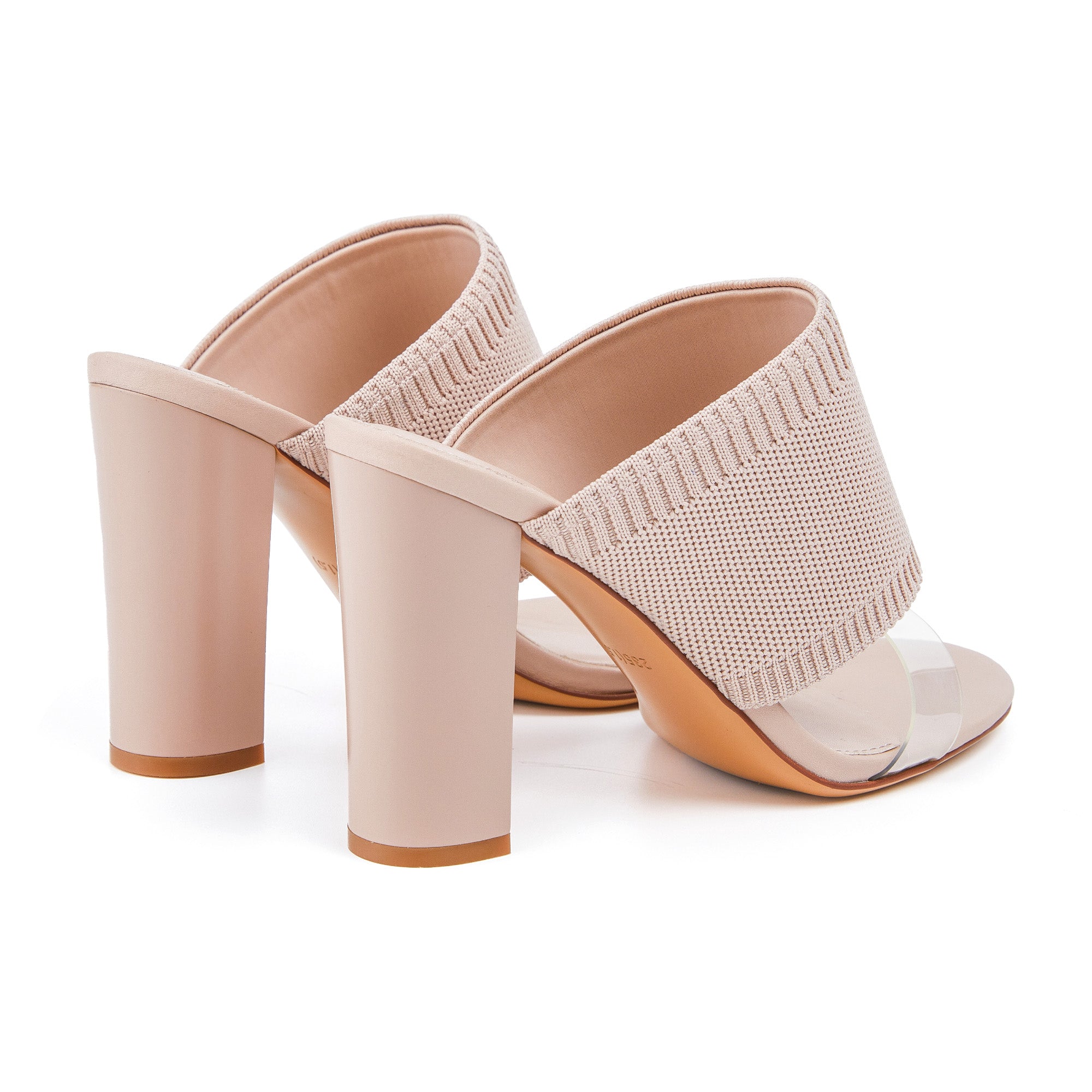 AiciBerllucci -Grace -Nude-Pink   Heels for Women,Knit Transparent Strap Sandals, High Heels Open Toe Slip On Sandals, Transparent Shoes for Women
