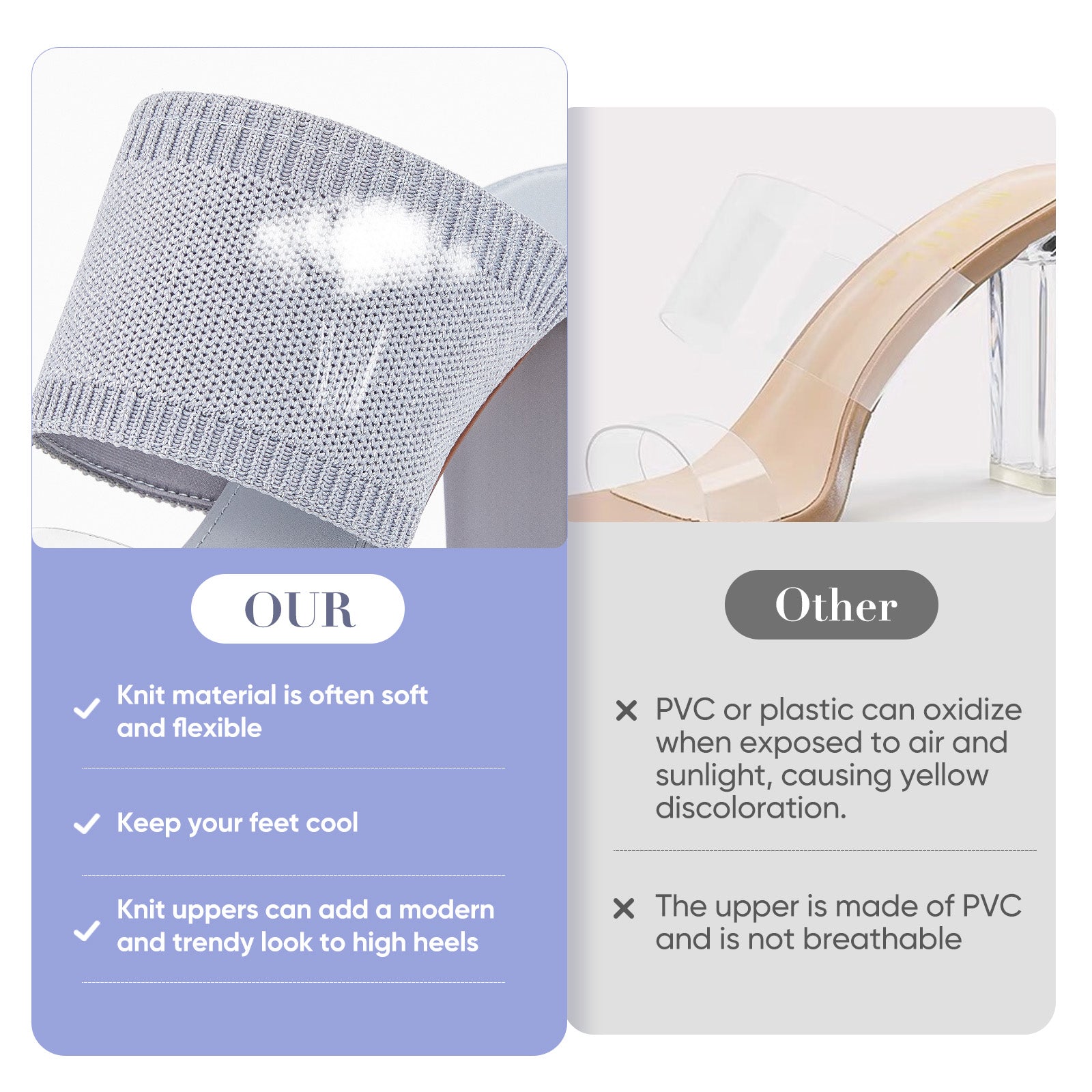 AiciBerllucci -Grace -Sliver Heels for Women,Knit Transparent Strap Sandals, High Heels Open Toe Slip On Sandals, Transparent Shoes for Women