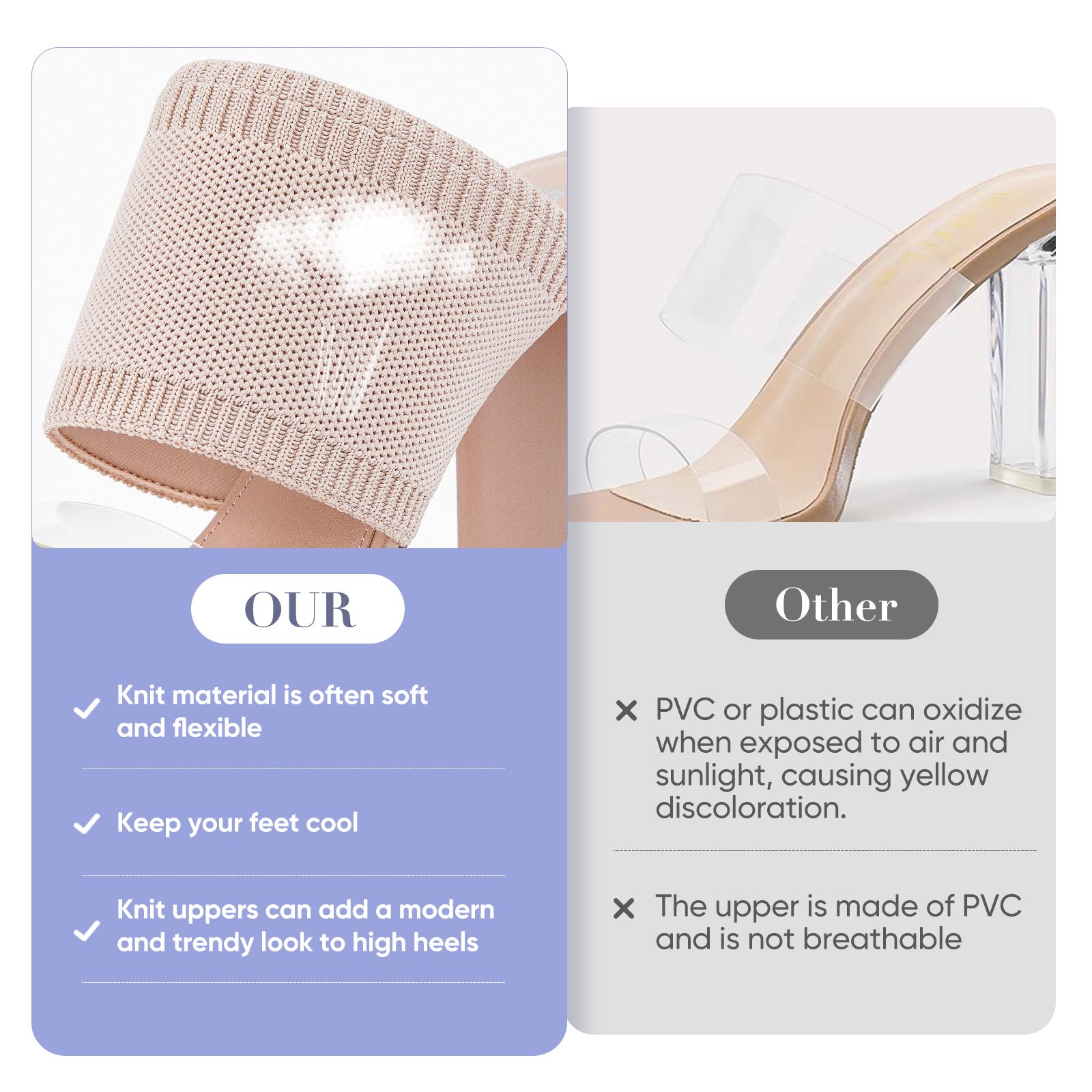 AiciBerllucci -Grace -Nude-Pink   Heels for Women,Knit Transparent Strap Sandals, High Heels Open Toe Slip On Sandals, Transparent Shoes for Women