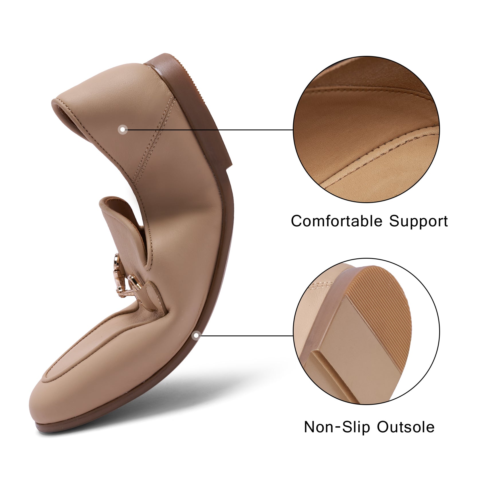 AiciBerllucci Women's Leather Loafer,Casual Loafers Shoes, Slip on Loafers Shoes for Women,Soft Comfort Flat Loafer Shoes for Ladies  Loafer Apricot COCO