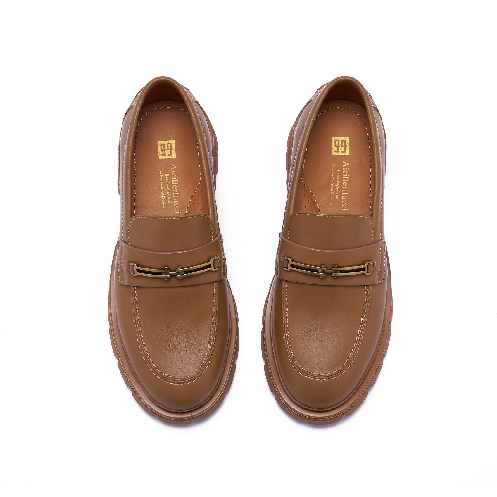 AiciBerllucci Loafers for Women, Business Casual Shoes, Women's Loafers & Slip-Ons, Womens Chunky Loafers Comfortable Platform Loafers for Women PY358A-2512-6.5 Apricot