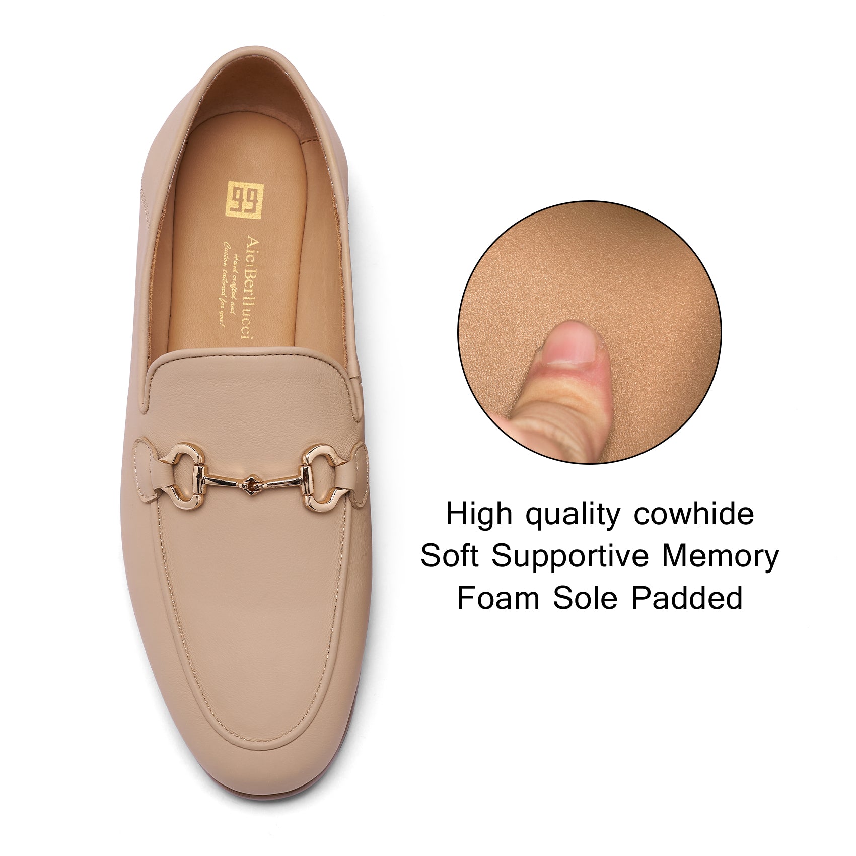 AiciBerllucci Women's Leather Loafer,Casual Loafers Shoes, Slip on Loafers Shoes for Women,Soft Comfort Flat Loafer Shoes for Ladies  Loafer Apricot COCO