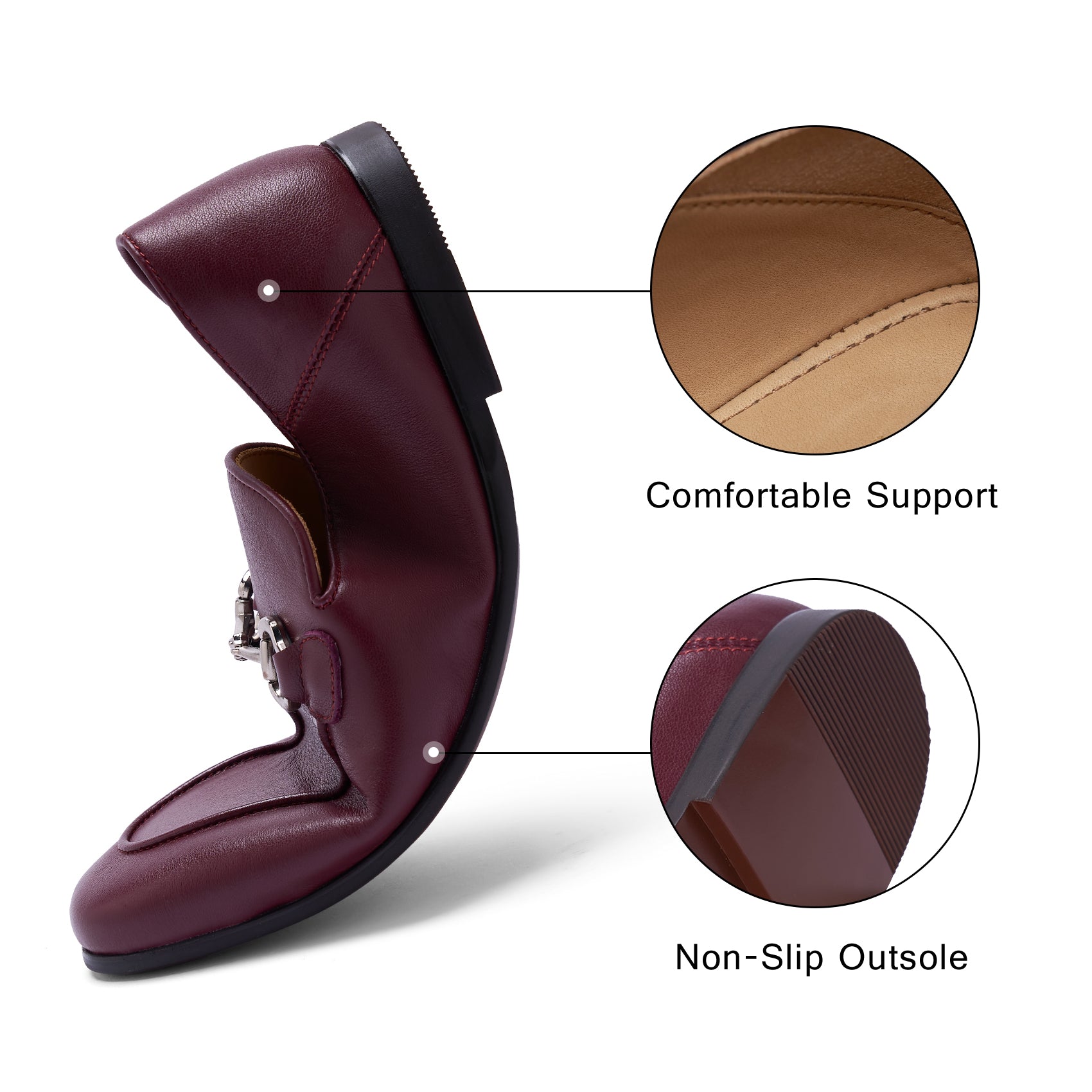 AiciBerllucci Women's Leather Loafer,Casual Loafers Shoes, Slip on Loafers Shoes for Women,Soft Comfort Flat Loafer Shoes for Ladies Burgundy