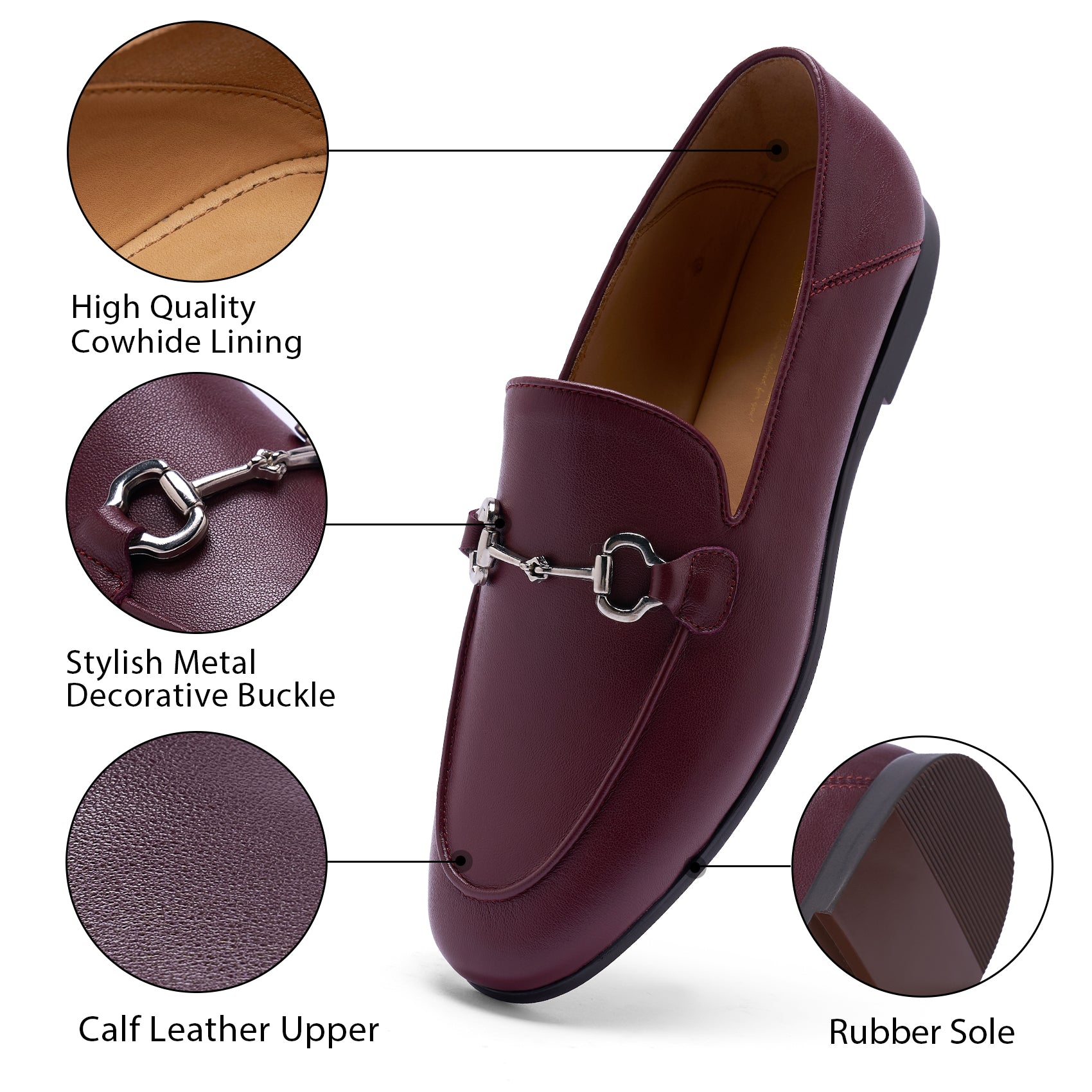 AiciBerllucci Women's Leather Loafer,Casual Loafers Shoes, Slip on Loafers Shoes for Women,Soft Comfort Flat Loafer Shoes for Ladies Burgundy