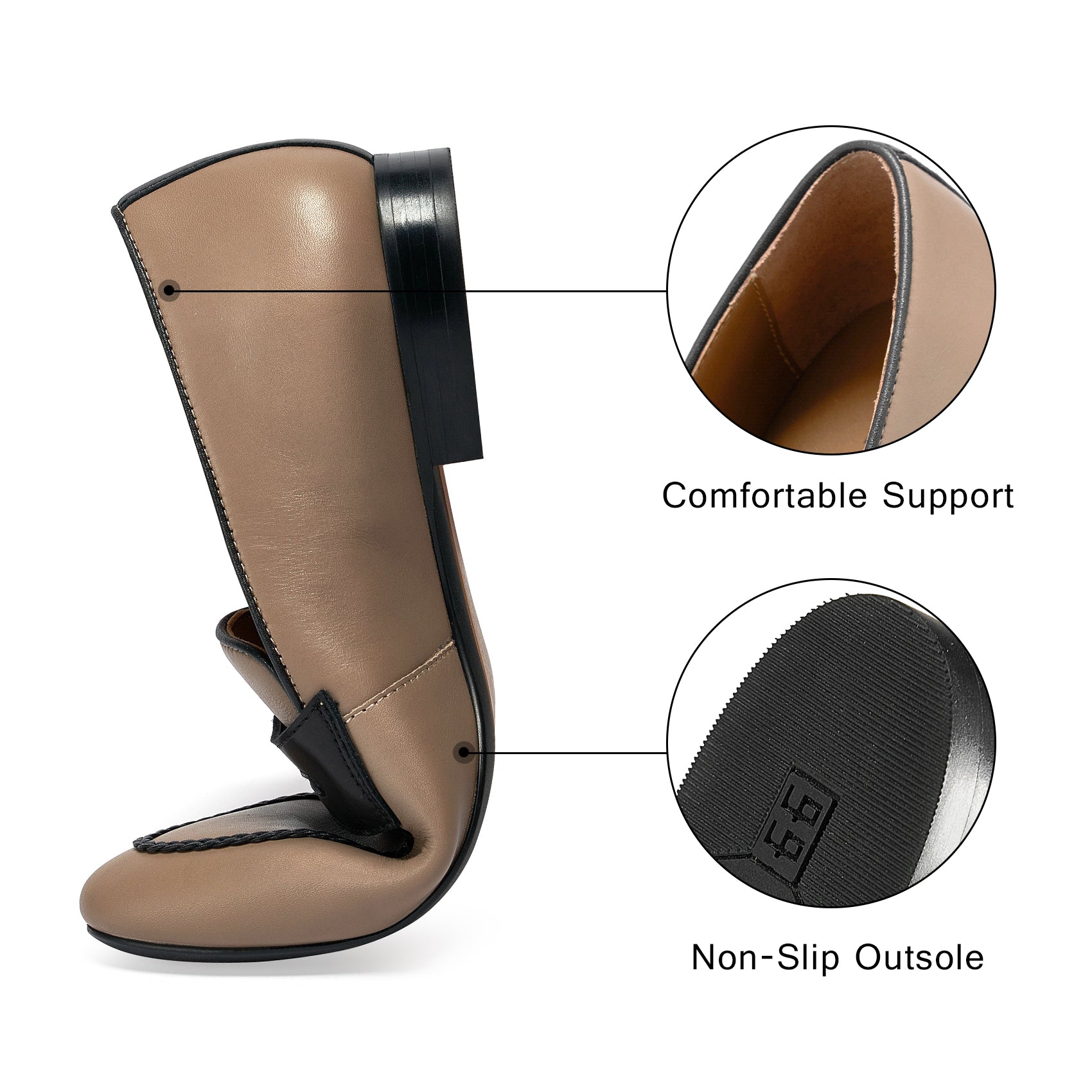 AiciBerllucci  Loraine Penny Loafers for Women Comfort Flat Shoes Slip-on Women Loafers Shoes Casual  Apricot/Black