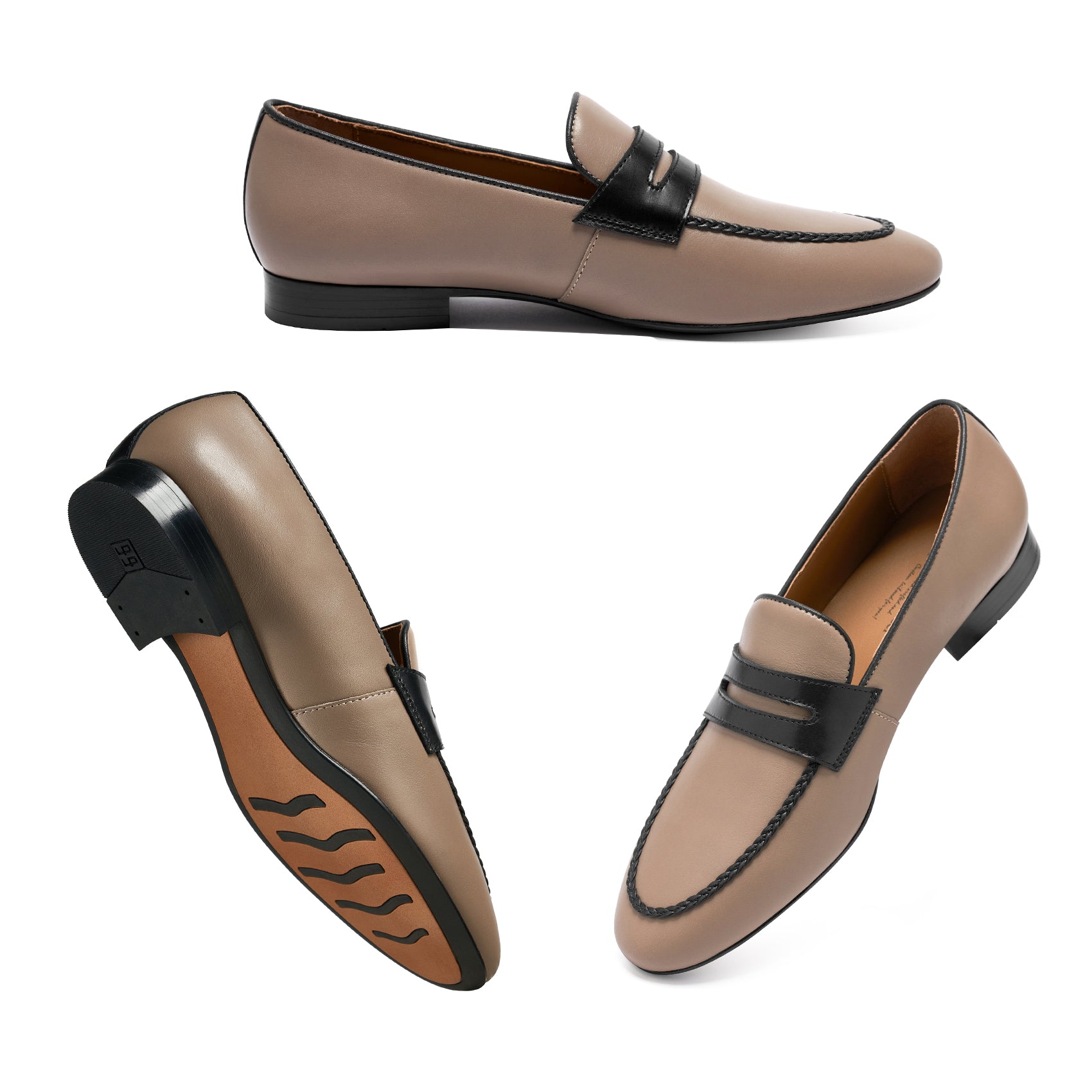 AiciBerllucci  Loraine Penny Loafers for Women Comfort Flat Shoes Slip-on Women Loafers Shoes Casual  Apricot/Black