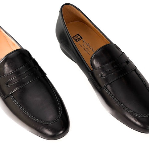 AiciBerllucci Loraine Penny Loafers for Women Comfort Flat Shoes Slip-on Women Loafers Shoes Casual Black