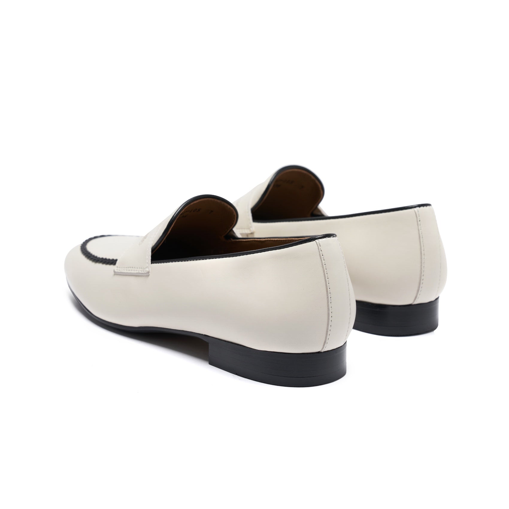 AiciBerllucci Penny Loafers for Women Comfort Flat Shoes Slip-on Women Loafers Shoes Casual Off White/Black