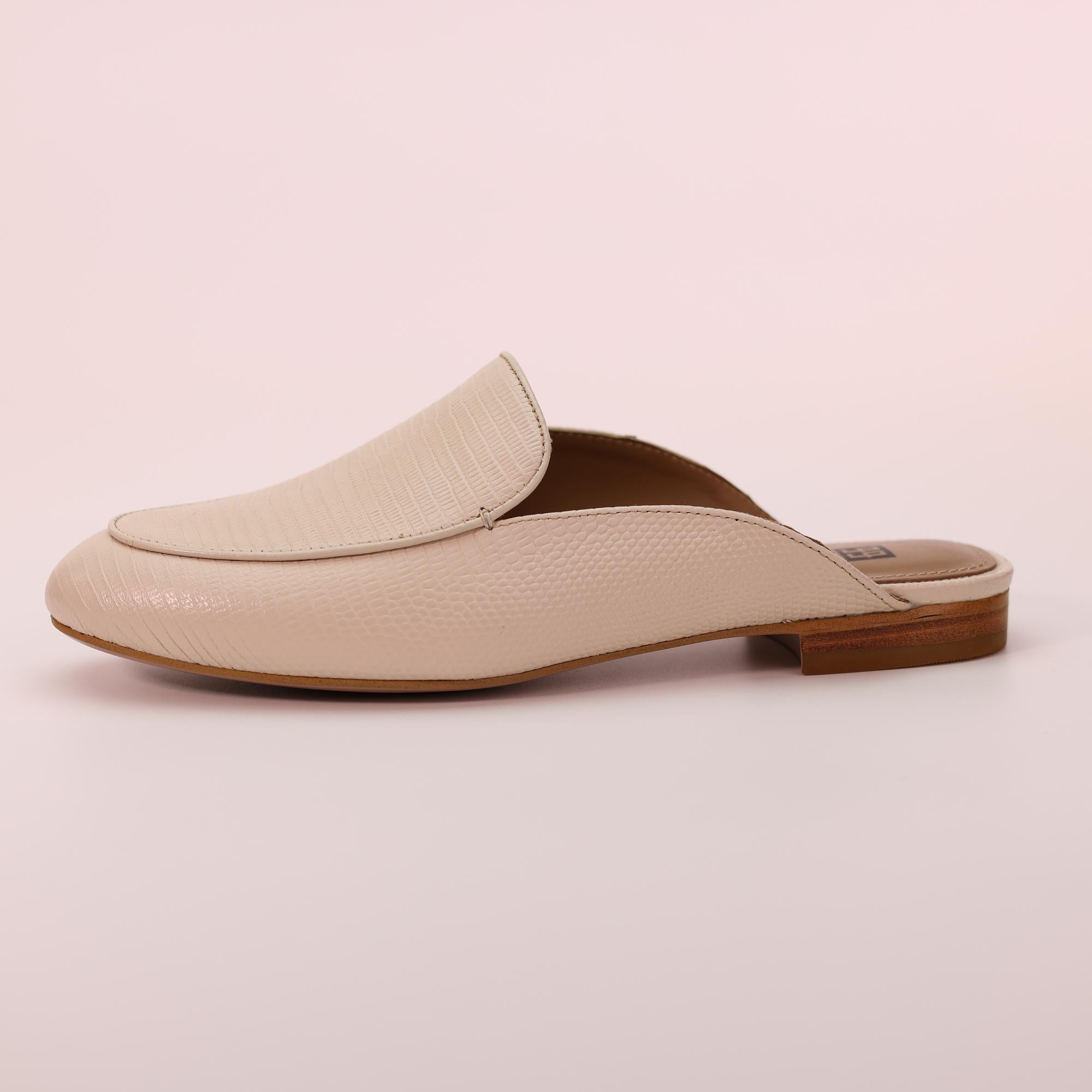 AiciBerllucci Nude Lizard Embossed Cowhide & Sheepskin lining- Selene -Women's Leather Loafer in summer- Sleek Loafers Slip on Shoes-Casual Flat Shoes