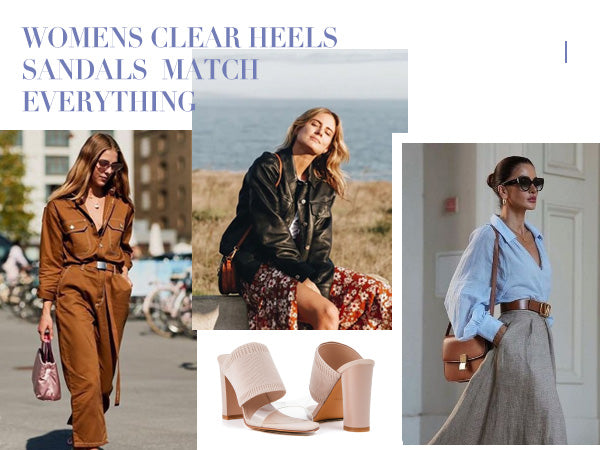 AiciBerllucci -Grace -Nude-Pink   Heels for Women,Knit Transparent Strap Sandals, High Heels Open Toe Slip On Sandals, Transparent Shoes for Women