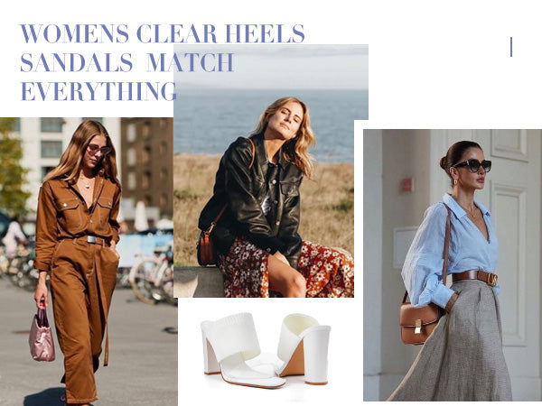 AiciBerllucci -Grace -Black  Heels for Women,Knit Transparent Strap Sandals, High Heels Open Toe Slip On Sandals, Transparent Shoes for Women