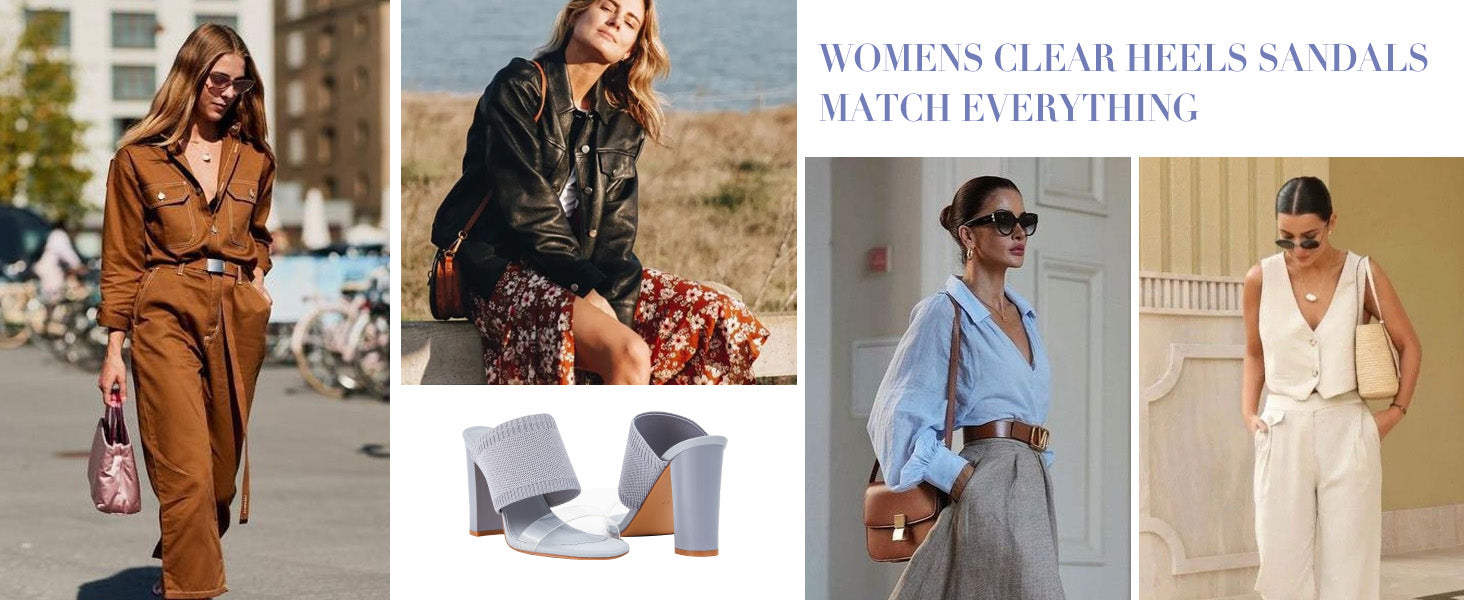 AiciBerllucci -Grace -Sliver Heels for Women,Knit Transparent Strap Sandals, High Heels Open Toe Slip On Sandals, Transparent Shoes for Women