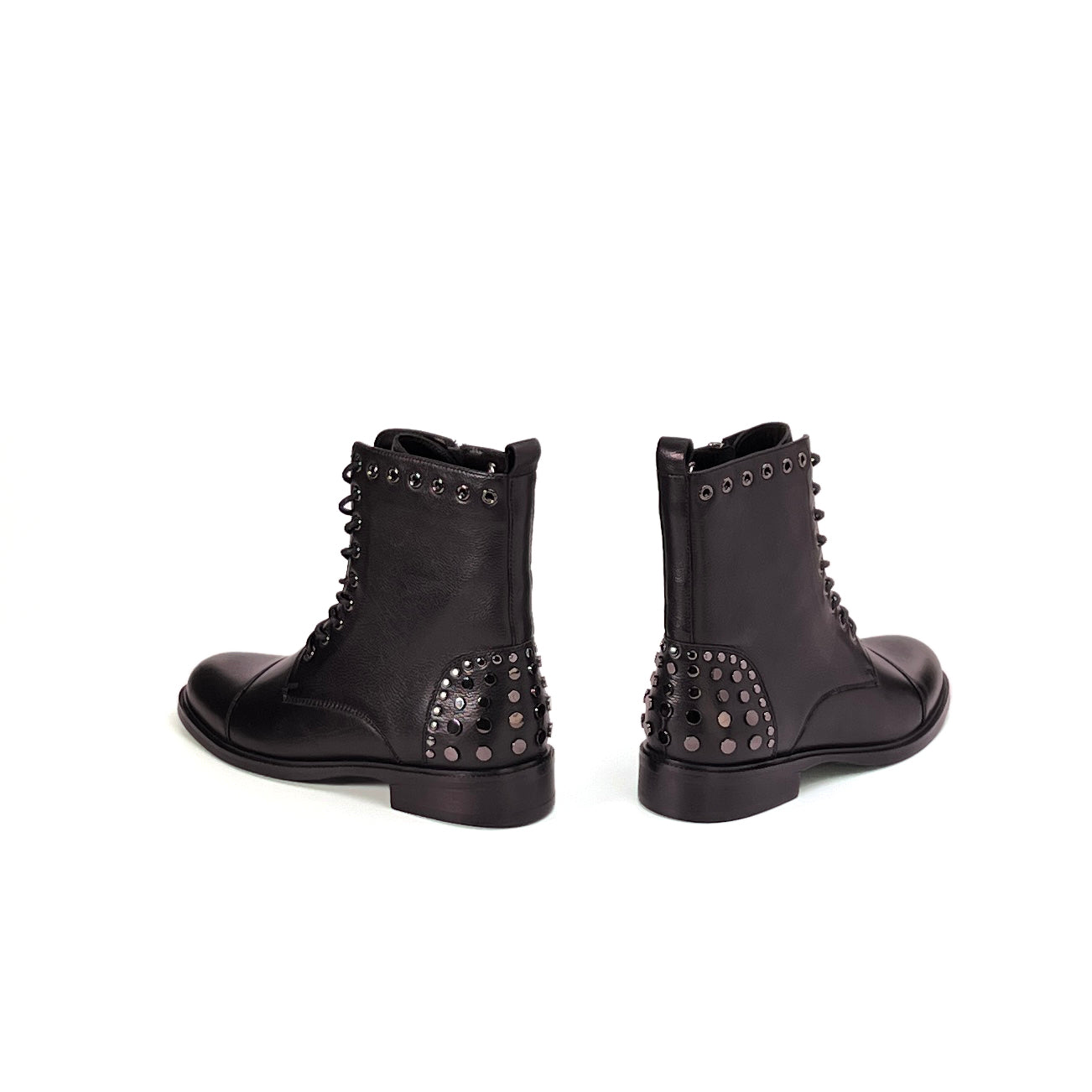 AiciBerllucci Nakita2 Winter Dress Boots for Women,Women's Low Heel Boot,Fashion Leather Lace-Up Boots Tall,Zippers Round Toe Booties Shoes Combat Boot