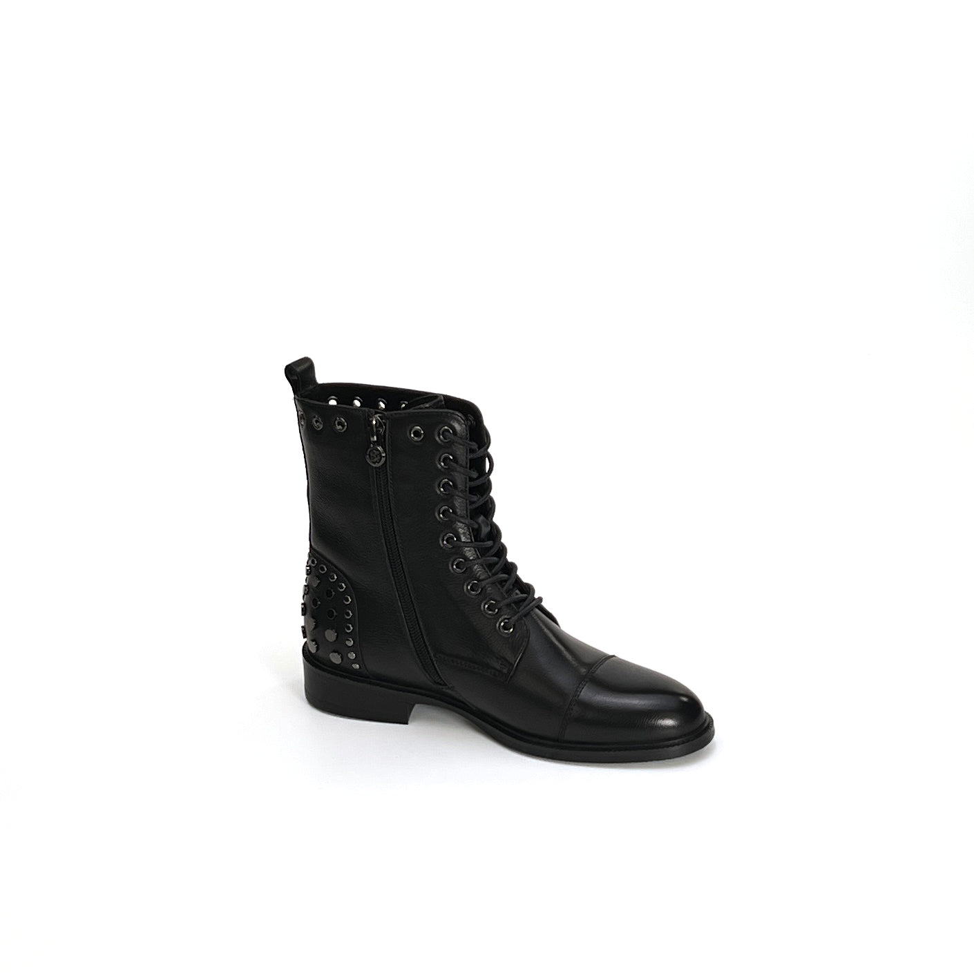 AiciBerllucci Nakita2 Winter Dress Boots for Women,Women's Low Heel Boot,Fashion Leather Lace-Up Boots Tall,Zippers Round Toe Booties Shoes Combat Boot