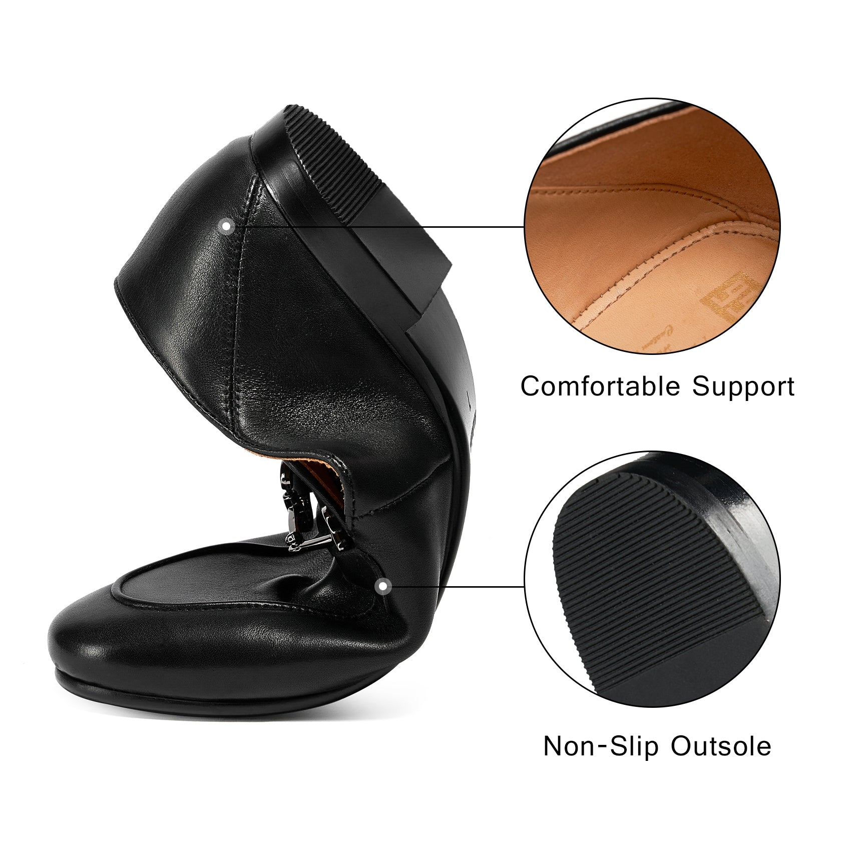 AiciBerllucci Women's Leather Loafer,Casual Loafers Shoes, Slip on Loafers Shoes for Women,Soft Comfort Flat Loafer Shoes for Ladies Black COCO