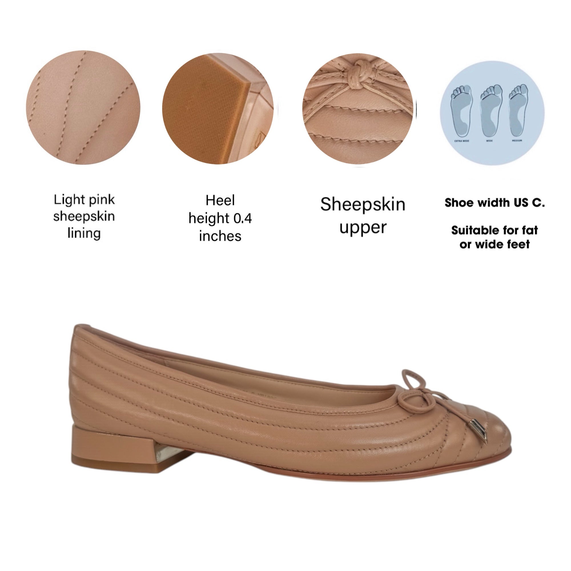 AiciBerllucci  JILLIE     Women's  Flat Nude sheepskin leather, nude pink sheepskin lining Leather