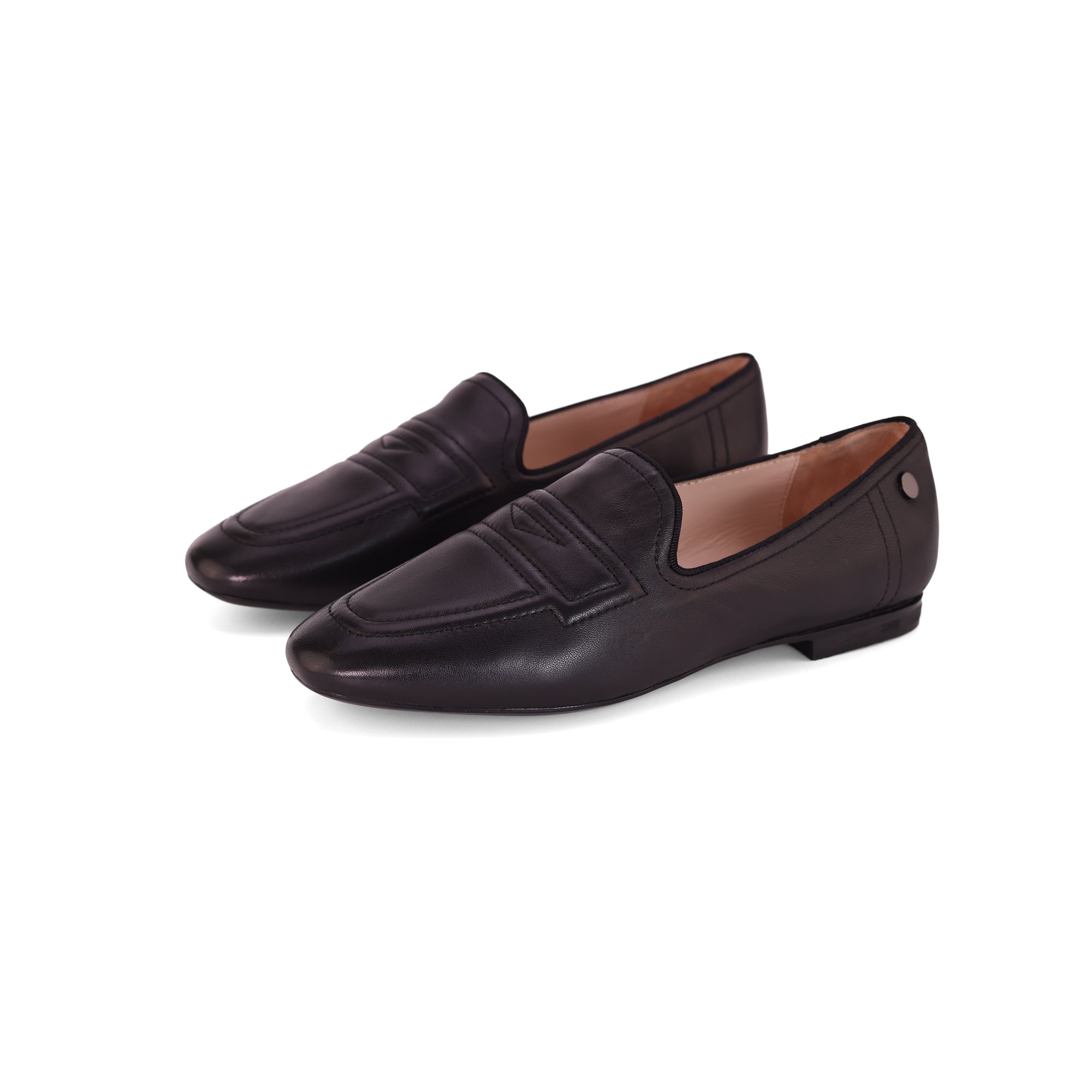 INCI  Black Sheepskin leather & Sheepskin lining- RUE-Women's Leather Loafer- Sleek Loafers Slip on Shoes-Casual Flat Shoes