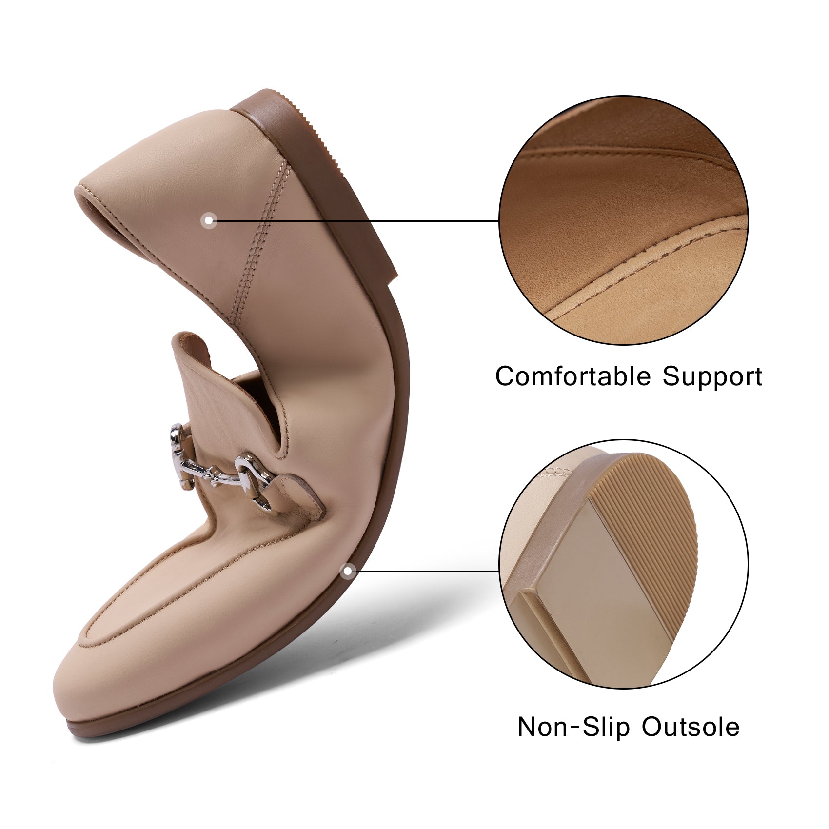 AiciBerllucci Women's Leather Loafer,Casual Loafers Shoes, Slip on Loafers Shoes for Women,Soft Comfort Flat Loafer Shoes for Ladies  Light Apricot COCO