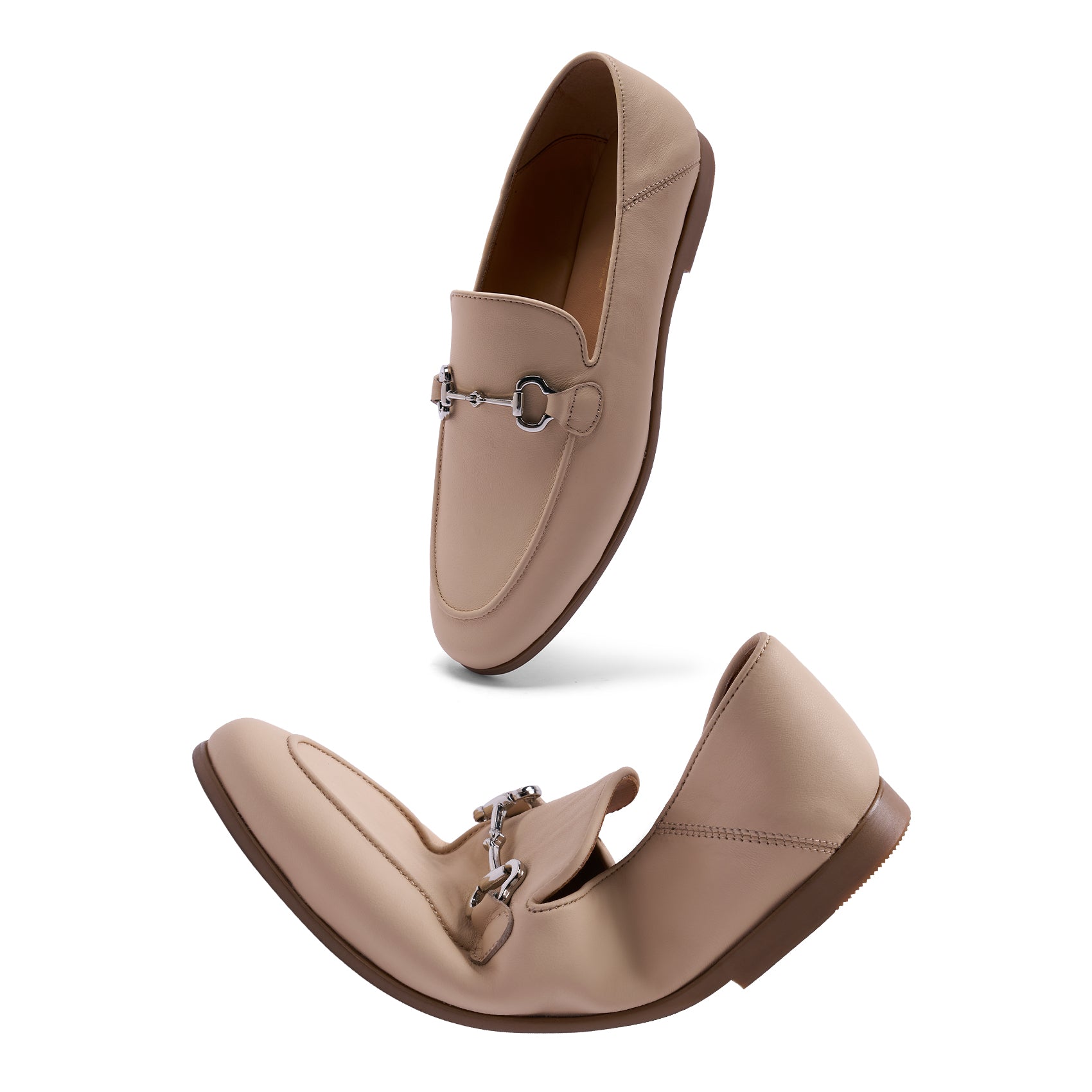 AiciBerllucci Women's Leather Loafer,Casual Loafers Shoes, Slip on Loafers Shoes for Women,Soft Comfort Flat Loafer Shoes for Ladies  Light Apricot COCO