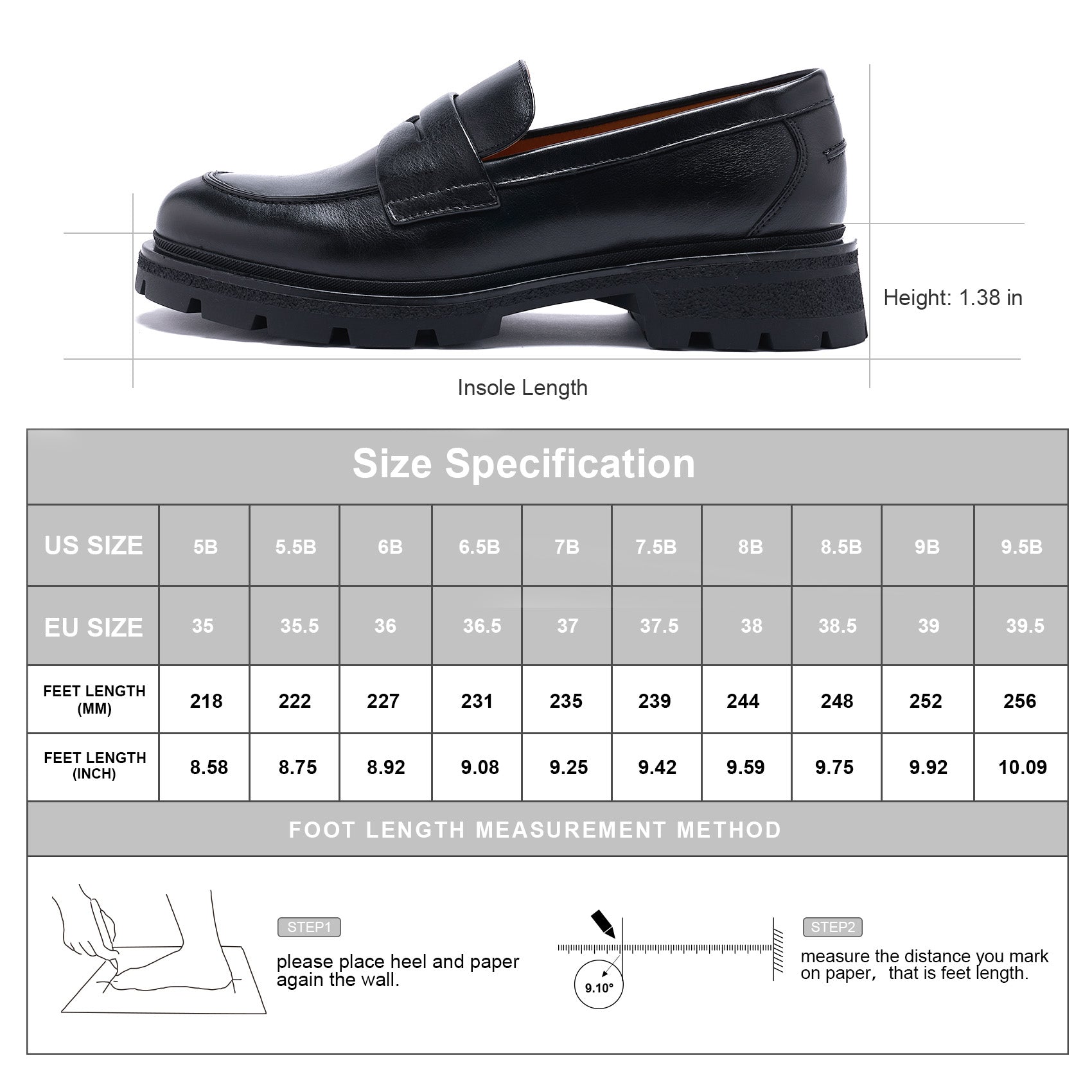 AiciBerllucci Loafers for Women, Business Casual Shoes, Women's Loafers & Slip-Ons, Womens Chunky Loafers Comfortable Platform Loafers for Women Black