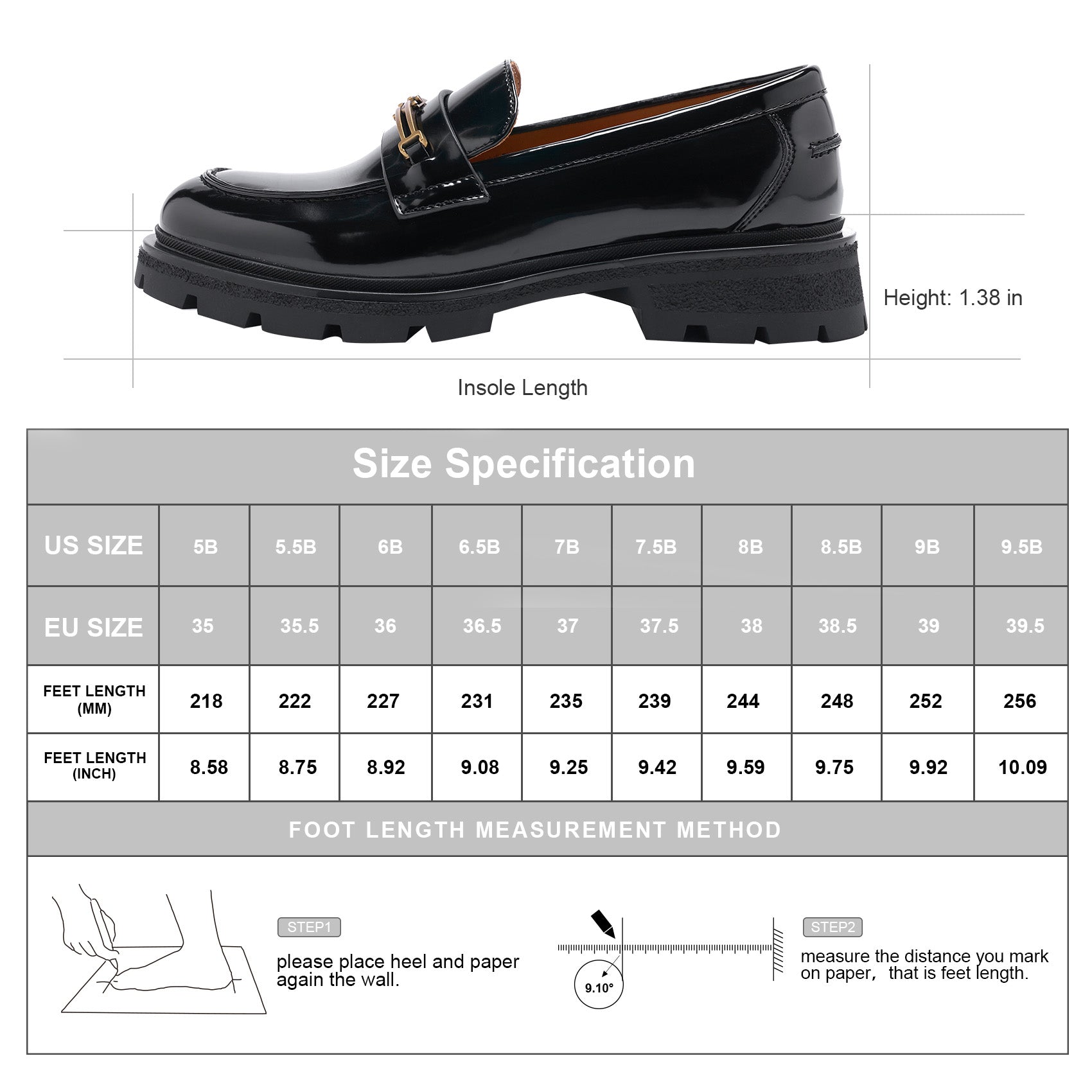 AiciBerllucci Loafers for Women, Business Casual Shoes, Women's Loafers & Slip-Ons, Womens Chunky Loafers Comfortable Platform Loafers for Women Black