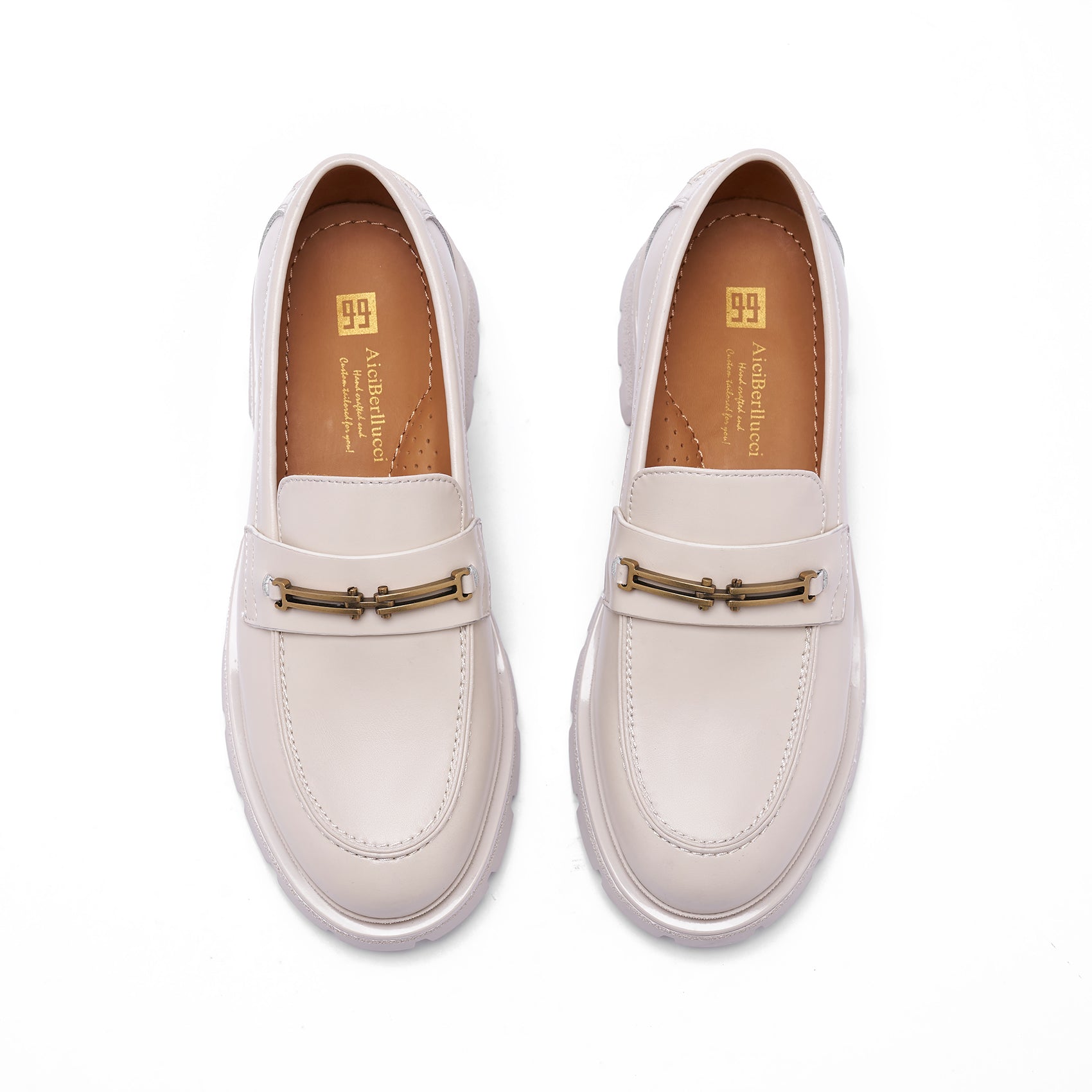 AiciBerllucci Loafers for Women, Business Casual Shoes, Women's Loafers & Slip-Ons, Womens Chunky Loafers Comfortable Platform Loafers for WomenWhite