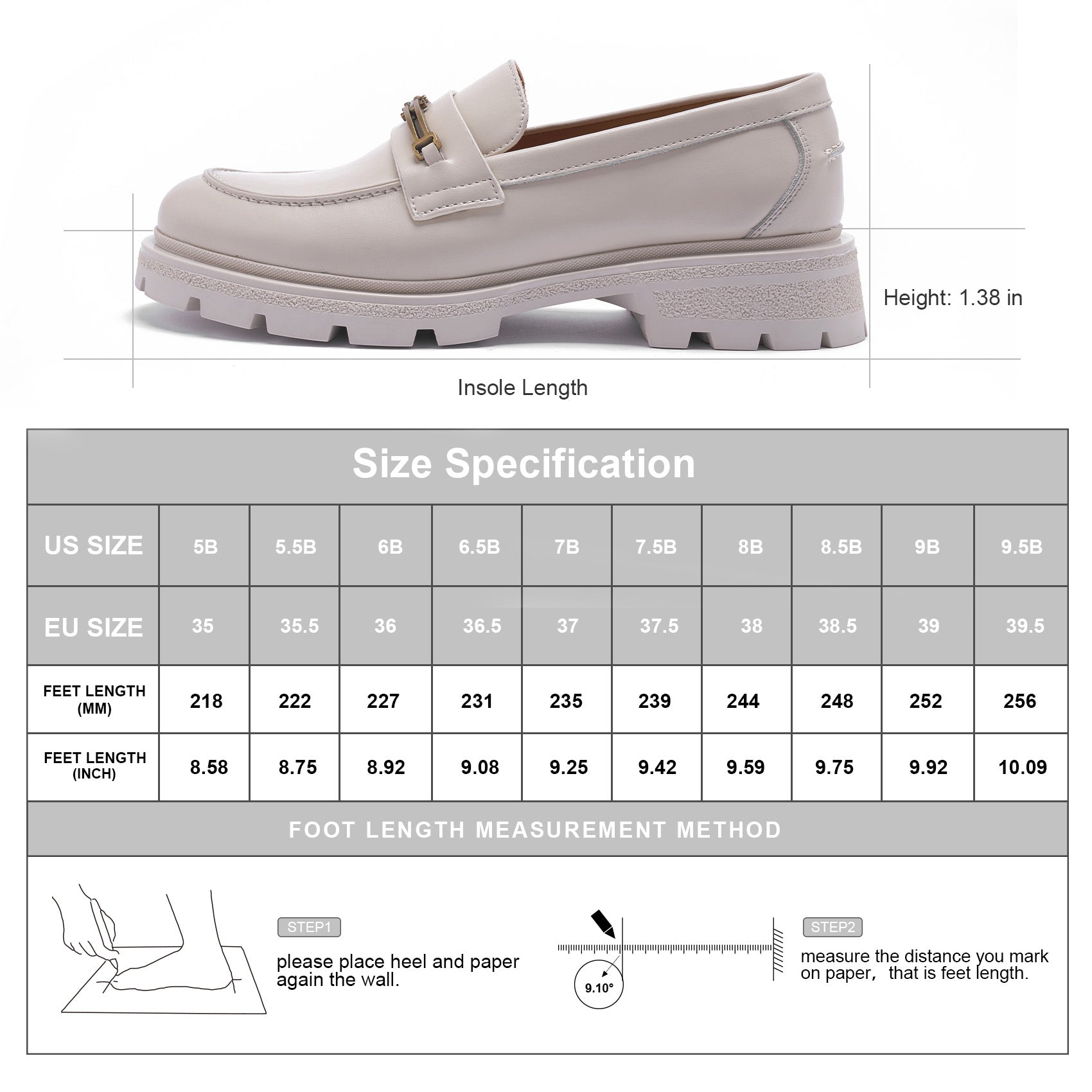 AiciBerllucci Loafers for Women, Business Casual Shoes, Women's Loafers & Slip-Ons, Womens Chunky Loafers Comfortable Platform Loafers for WomenWhite