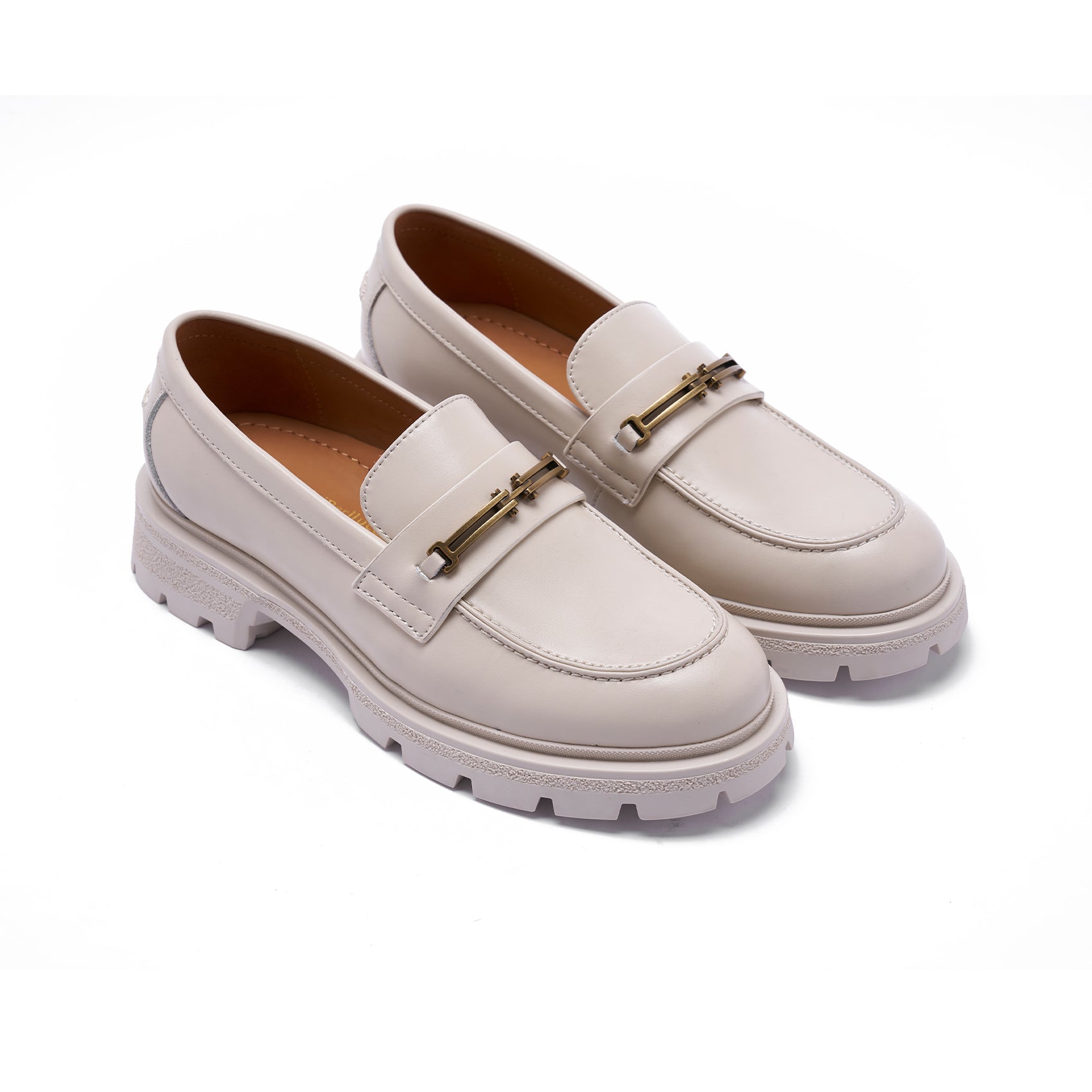 AiciBerllucci Loafers for Women, Business Casual Shoes, Women's Loafers & Slip-Ons, Womens Chunky Loafers Comfortable Platform Loafers for WomenWhite