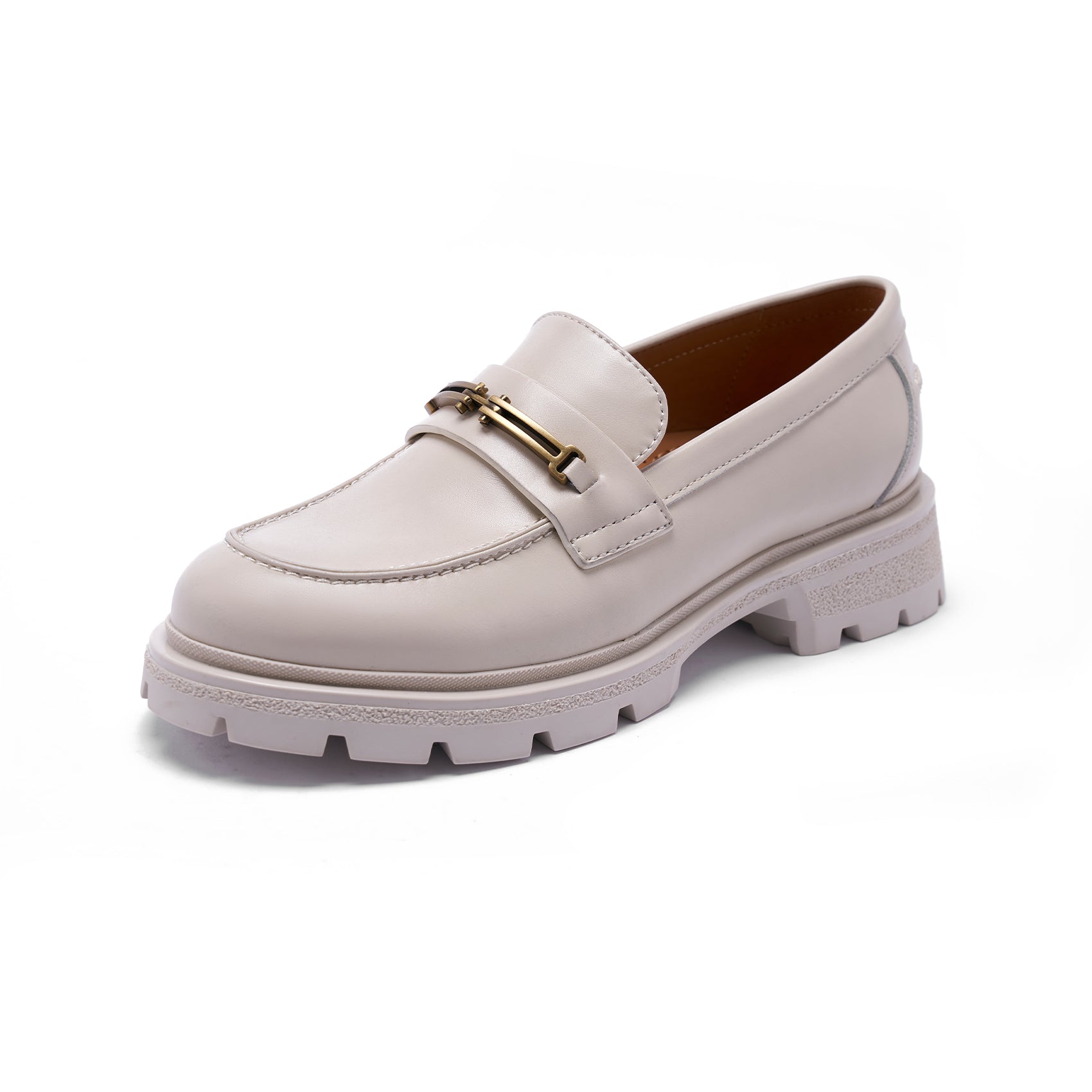 AiciBerllucci Loafers for Women, Business Casual Shoes, Women's Loafers & Slip-Ons, Womens Chunky Loafers Comfortable Platform Loafers for WomenWhite