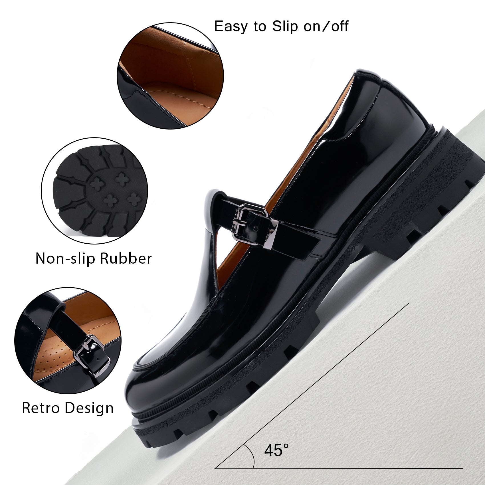 AiciBerllucci Loafers for Women, Business Casual Shoes, Women's Loafers & Slip-Ons, Womens Chunky Loafers Comfortable Platform Loafers for Women Black