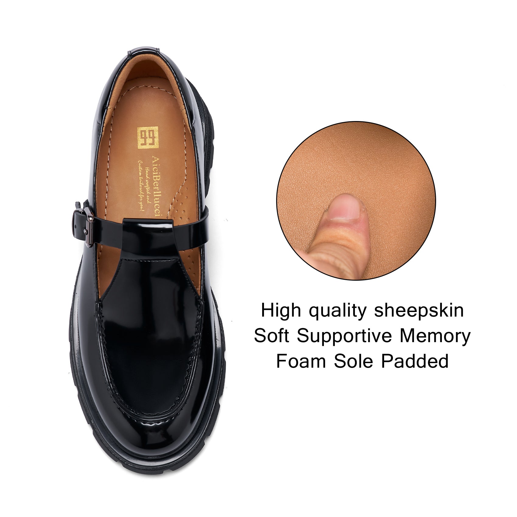AiciBerllucci Loafers for Women, Business Casual Shoes, Women's Loafers & Slip-Ons, Womens Chunky Loafers Comfortable Platform Loafers for Women Black