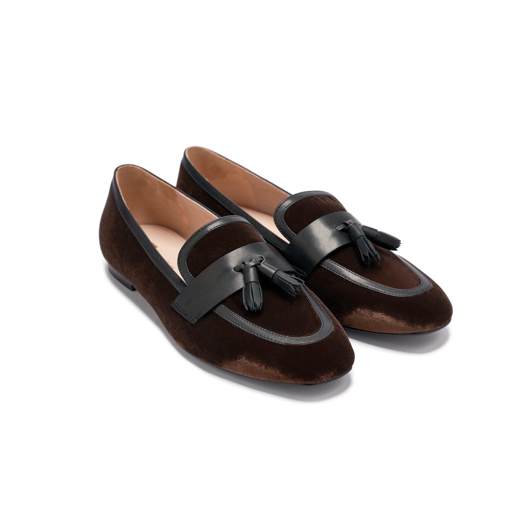 AiciBerllucci  Women's Loafer Shoes Casual Dark Coffee Velvet Flat Shoes for Women Ladies Tassel
