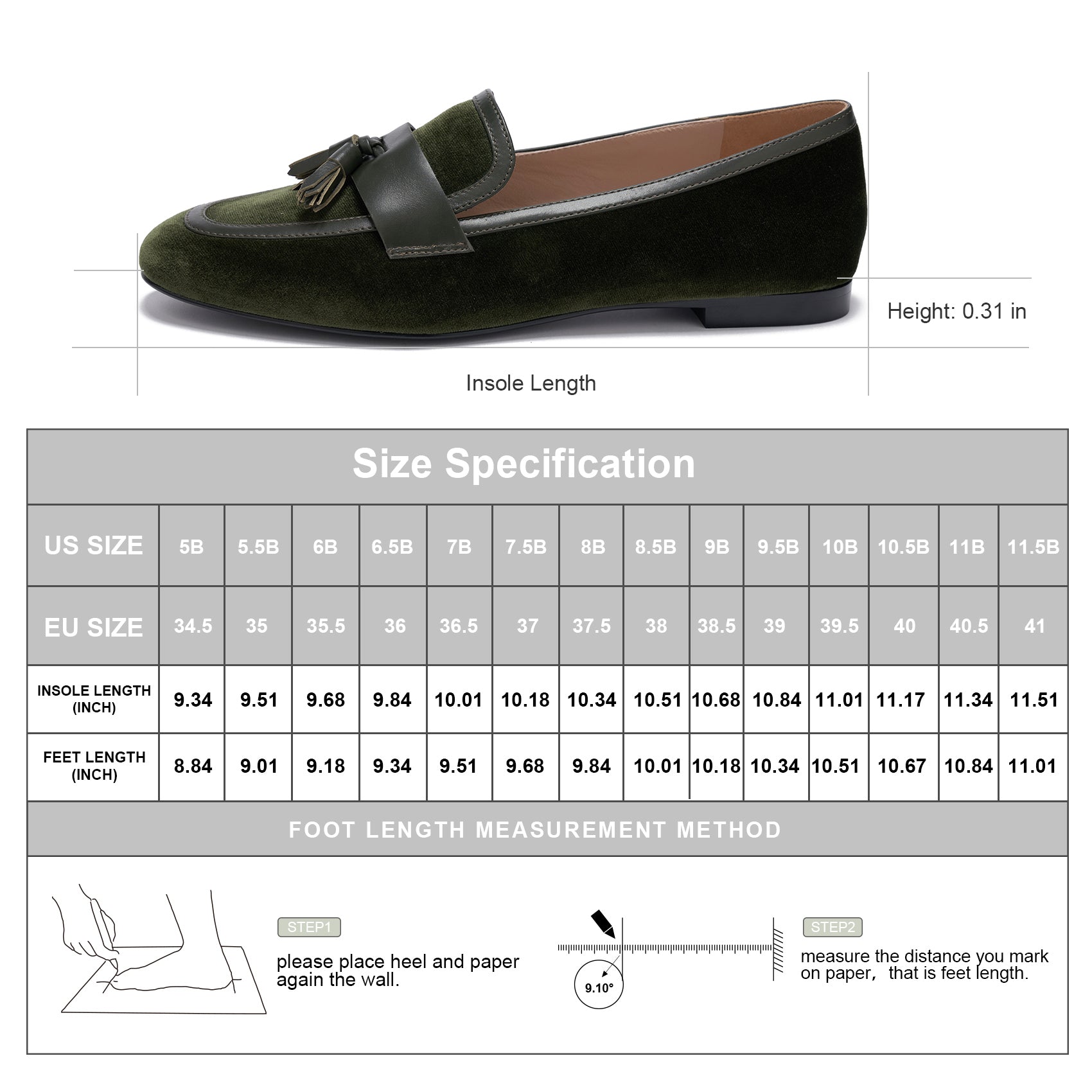 AiciBerllucci  Women's Loafer Shoes Casual   Dark Green  Velvet Flat Shoes for Women Ladies Tassel