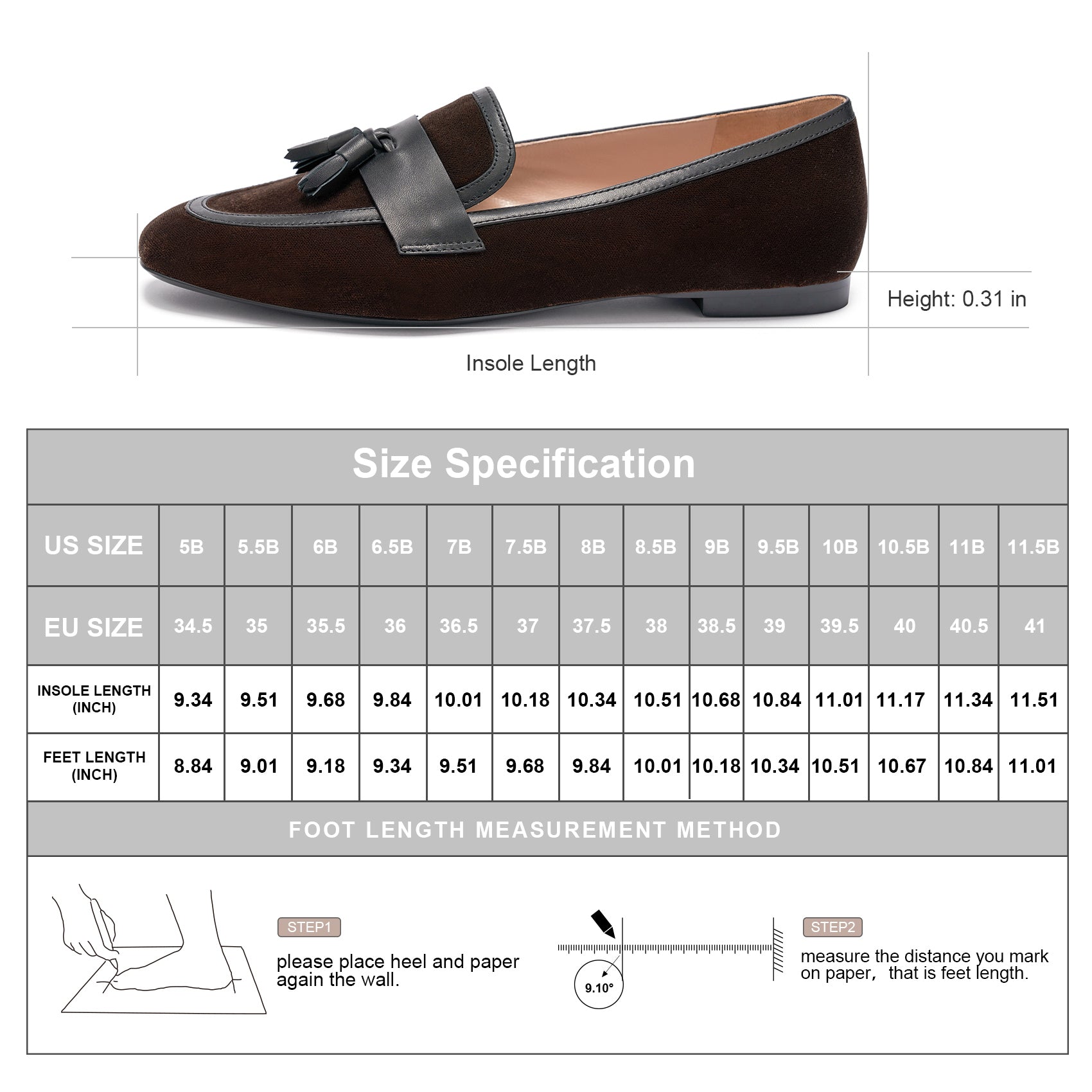 AiciBerllucci  Women's Loafer Shoes Casual Dark Coffee Velvet Flat Shoes for Women Ladies Tassel