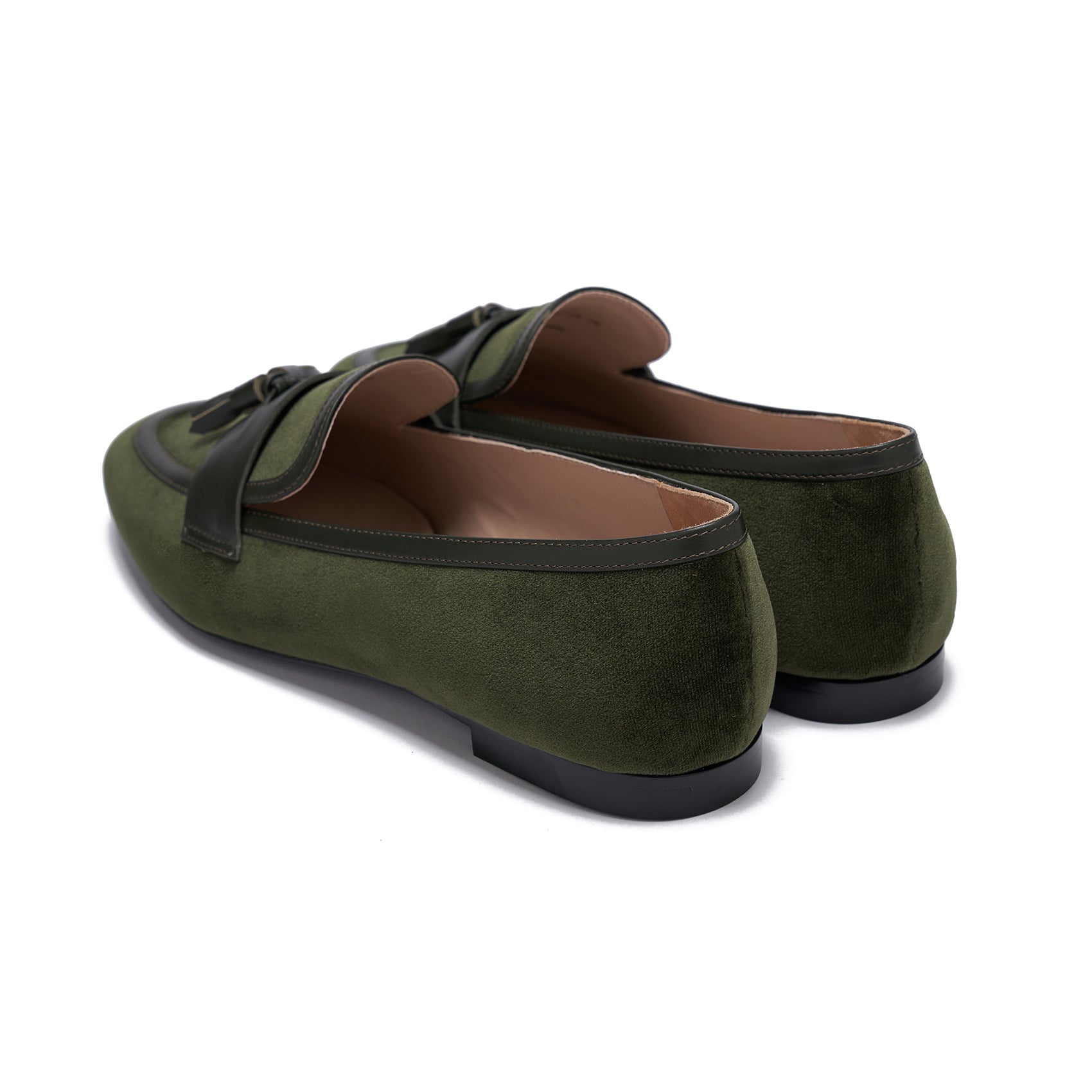 AiciBerllucci  Women's Loafer Shoes Casual   Dark Green  Velvet Flat Shoes for Women Ladies Tassel