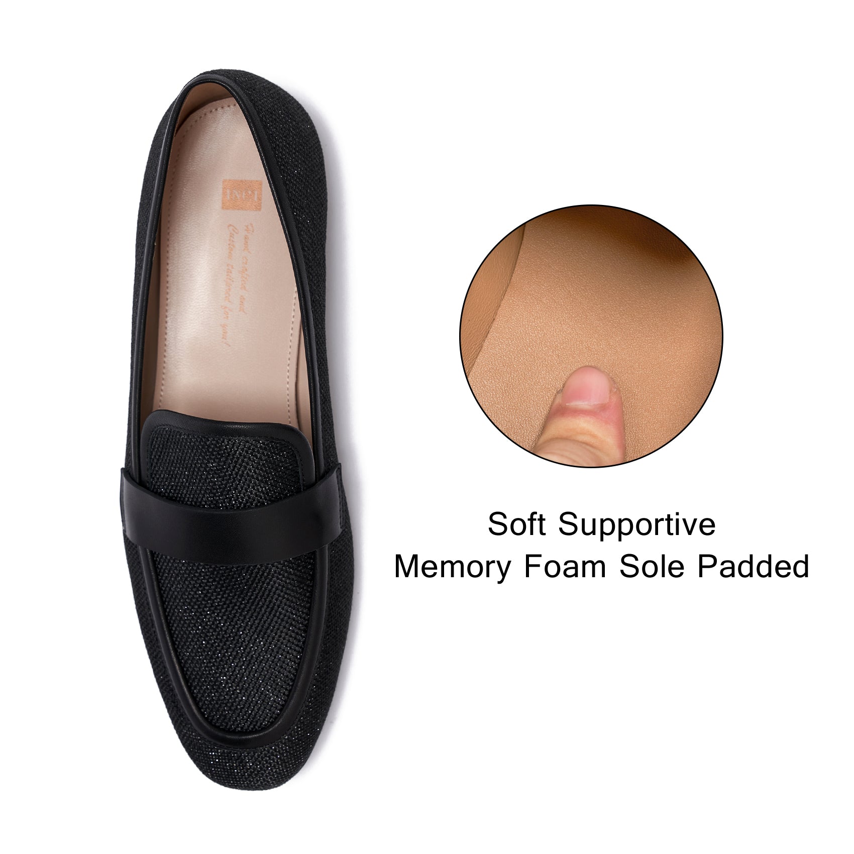 AiciBerllucci  Women's Loafer Shoes Casual Black Velvet Flat Shoes for Women Ladies Tassel