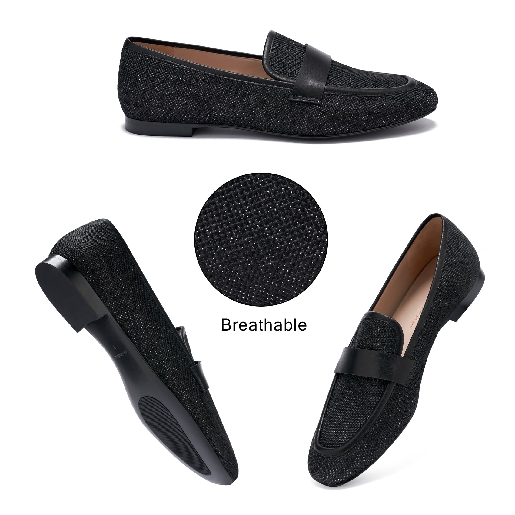 AiciBerllucci  Women's Loafer Shoes Casual Black Velvet Flat Shoes for Women Ladies Tassel