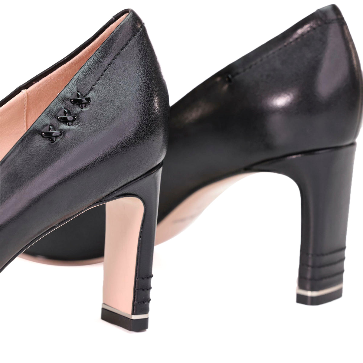 AiciBerllucci  Black Sheepskin Leather & Sheepskin lining-Bella-Women Pumps Shoes Closed Toe Mid Heels  Pointed Toe Heel Office Business Heels Comfortable Leather Pumps for Women