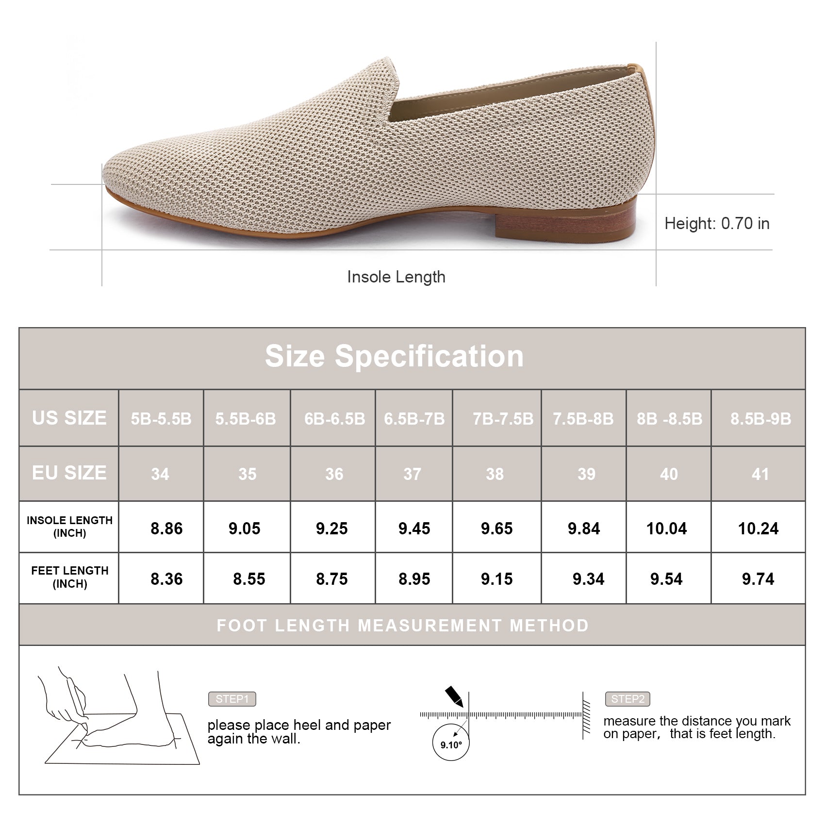 AiciBerllucci Apricot Knit &Calfskin Leather Upper&Cow Leather Lining-Aina- Women Knit Flat Shoes,Comfort Loafers Penny Moccasins-Slip-on Shoes- Knit Driving Loafers -Round Toe Walking Fashion