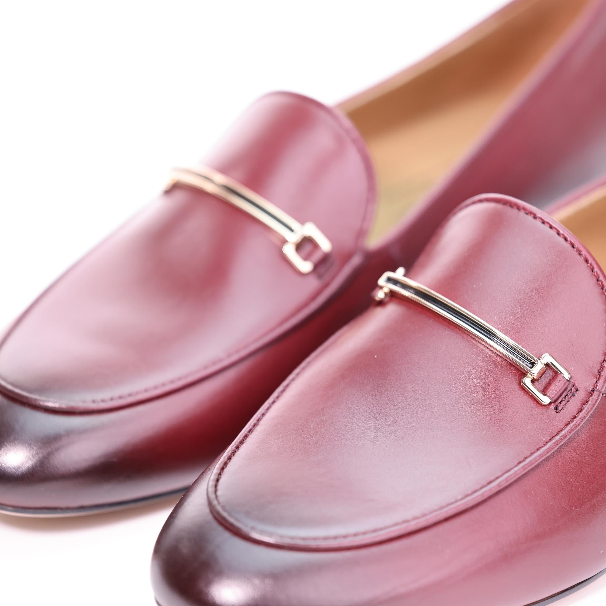 AiciBerllucci Prime Women's Leather Loafer Shoes Casual Flat Shoes for  Women Ladies Burgundy Calfskin