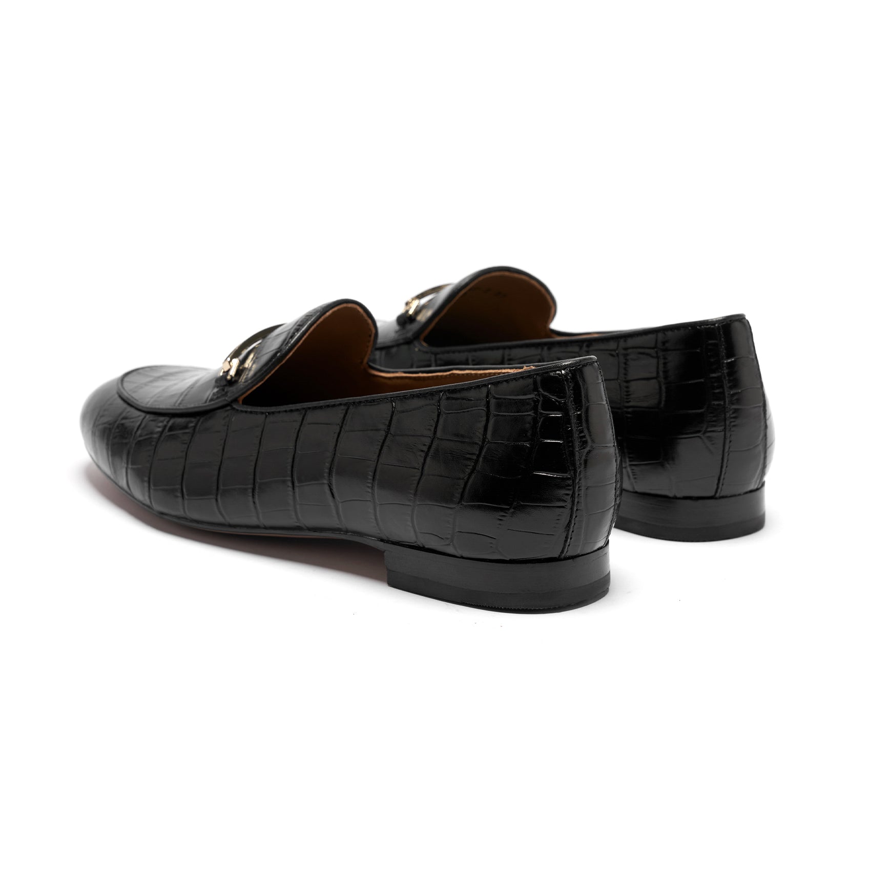 AiciBerllucci-Prime-Black Crocodile Embossed Leather  Women's Loafers & Slip-Ons Comfortable Wide Loafers for Women Casual Women's Flats Driving Shoes