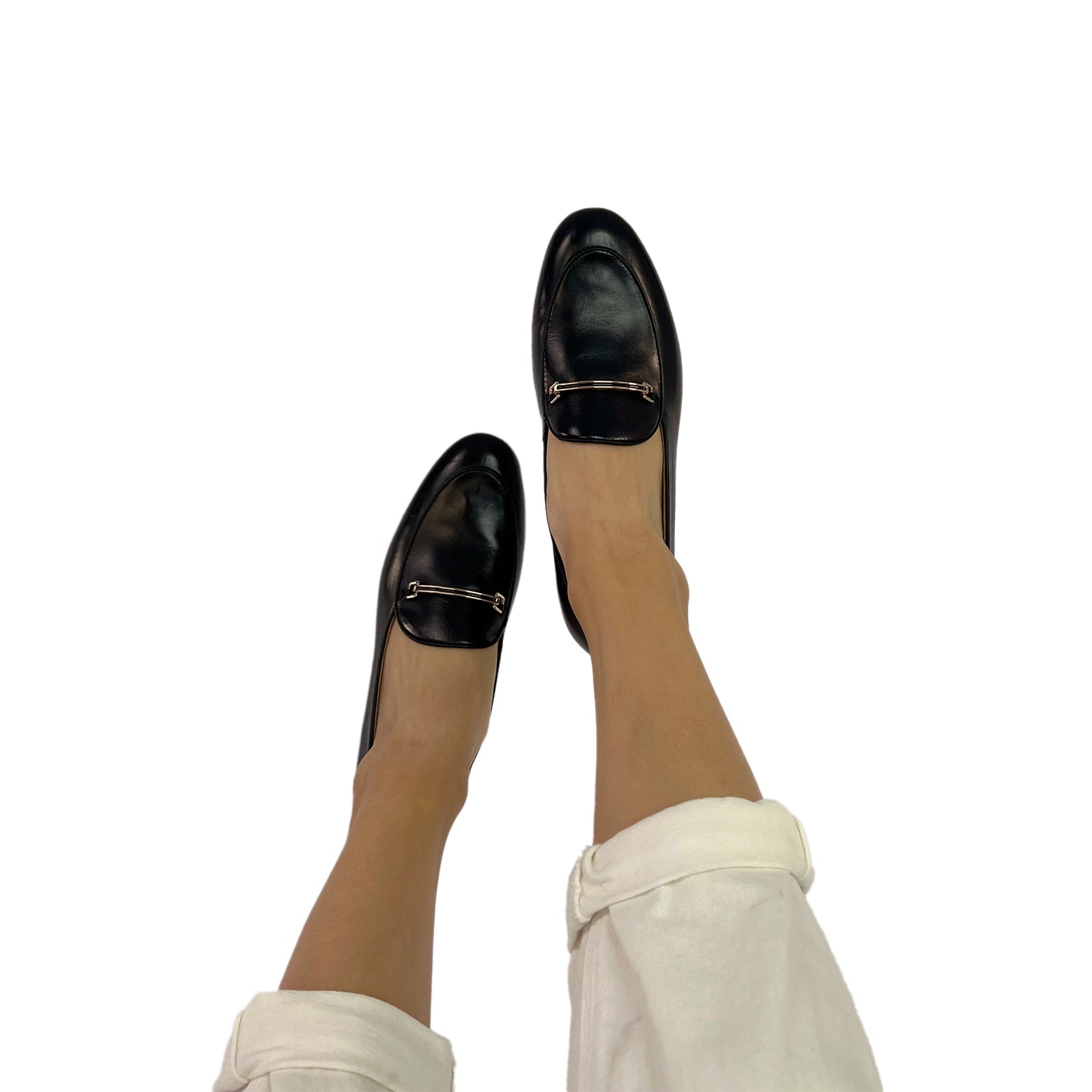 AiciBerllucci Prime Women's Leather Loafer Shoes Casual Flat Shoes for  Women Ladies Black Calfskin Leather